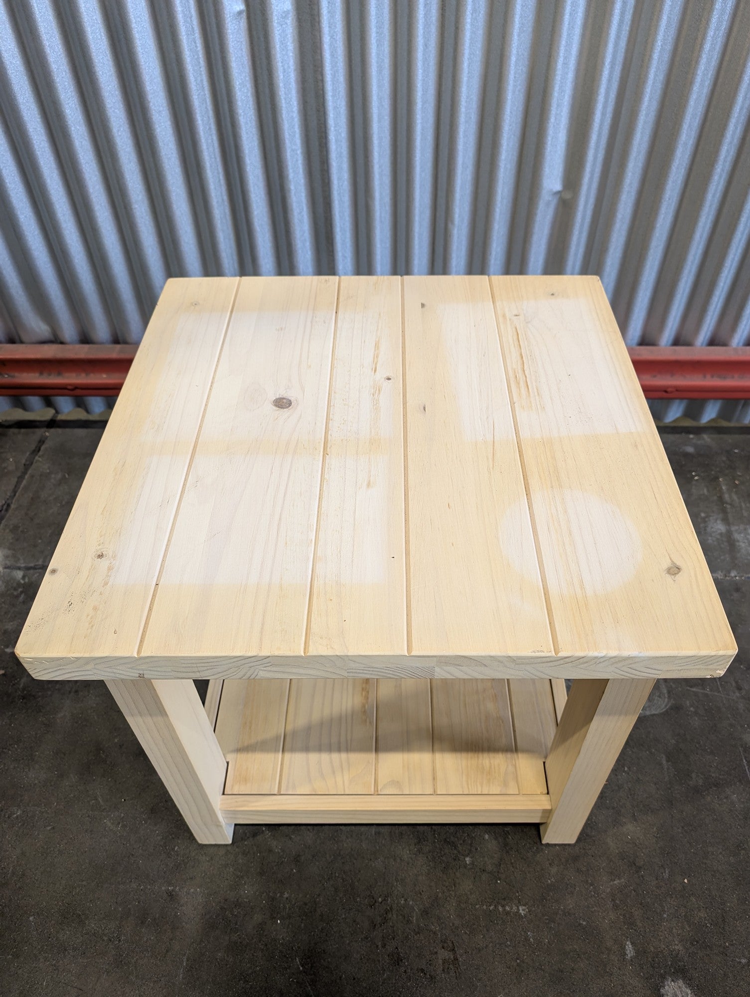 Natural Wood Square Accent Table with Lower Shelf
