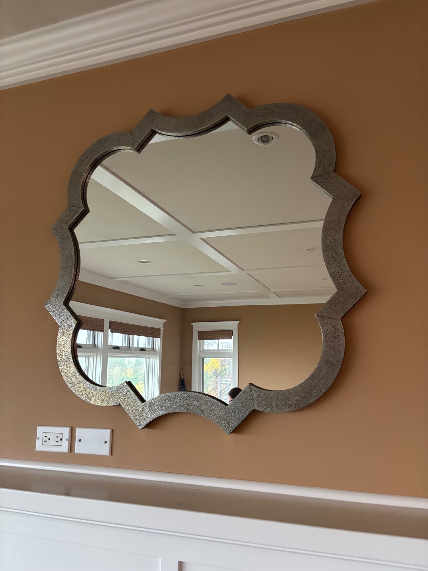 Decorative Scalloped Textured Silver Wall Mirror