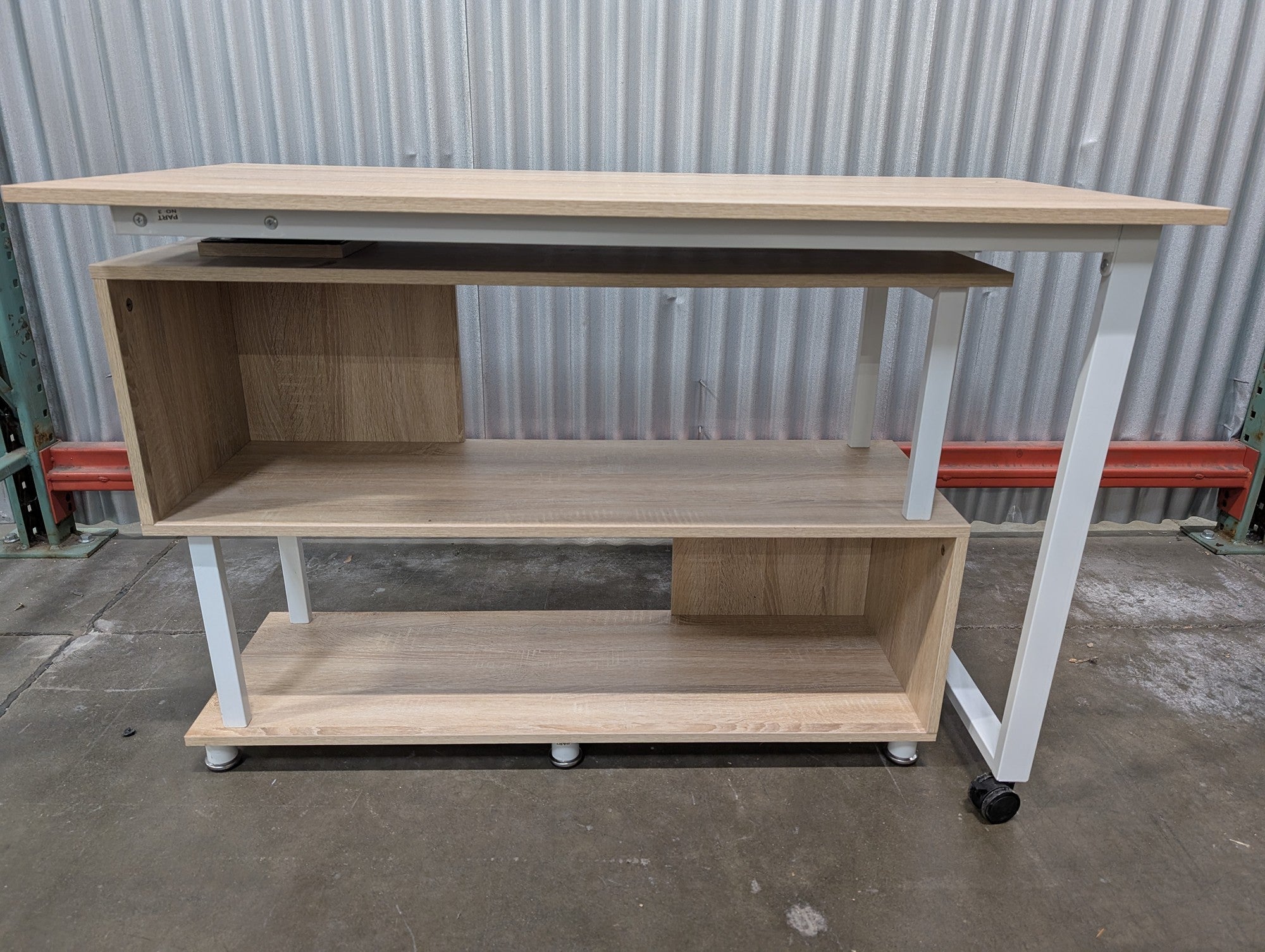 Modern Light Wood Finish Computer Desk with Integrated Shelving