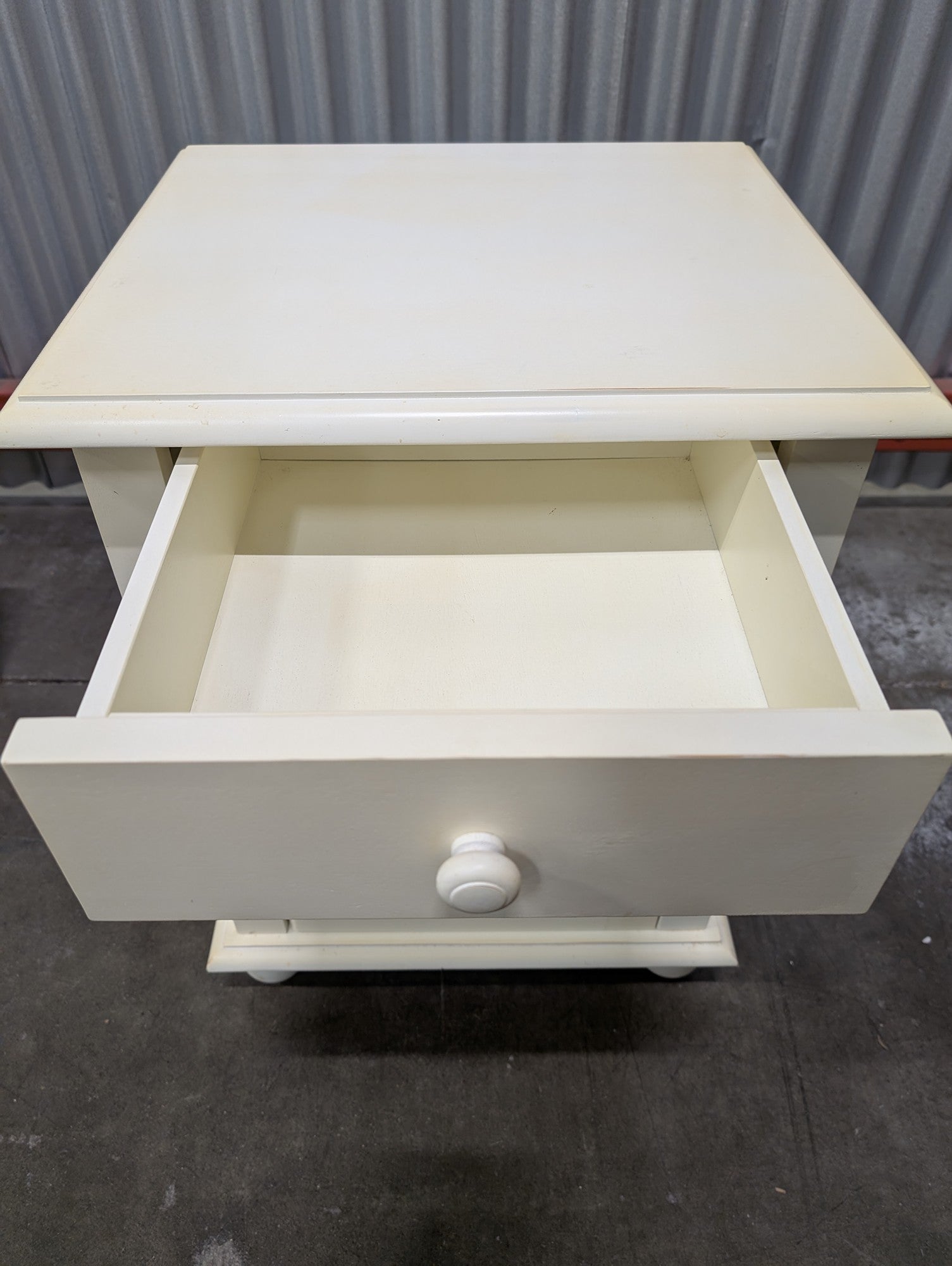 Charming Cream Wood Nightstand with Drawer and Cabinet