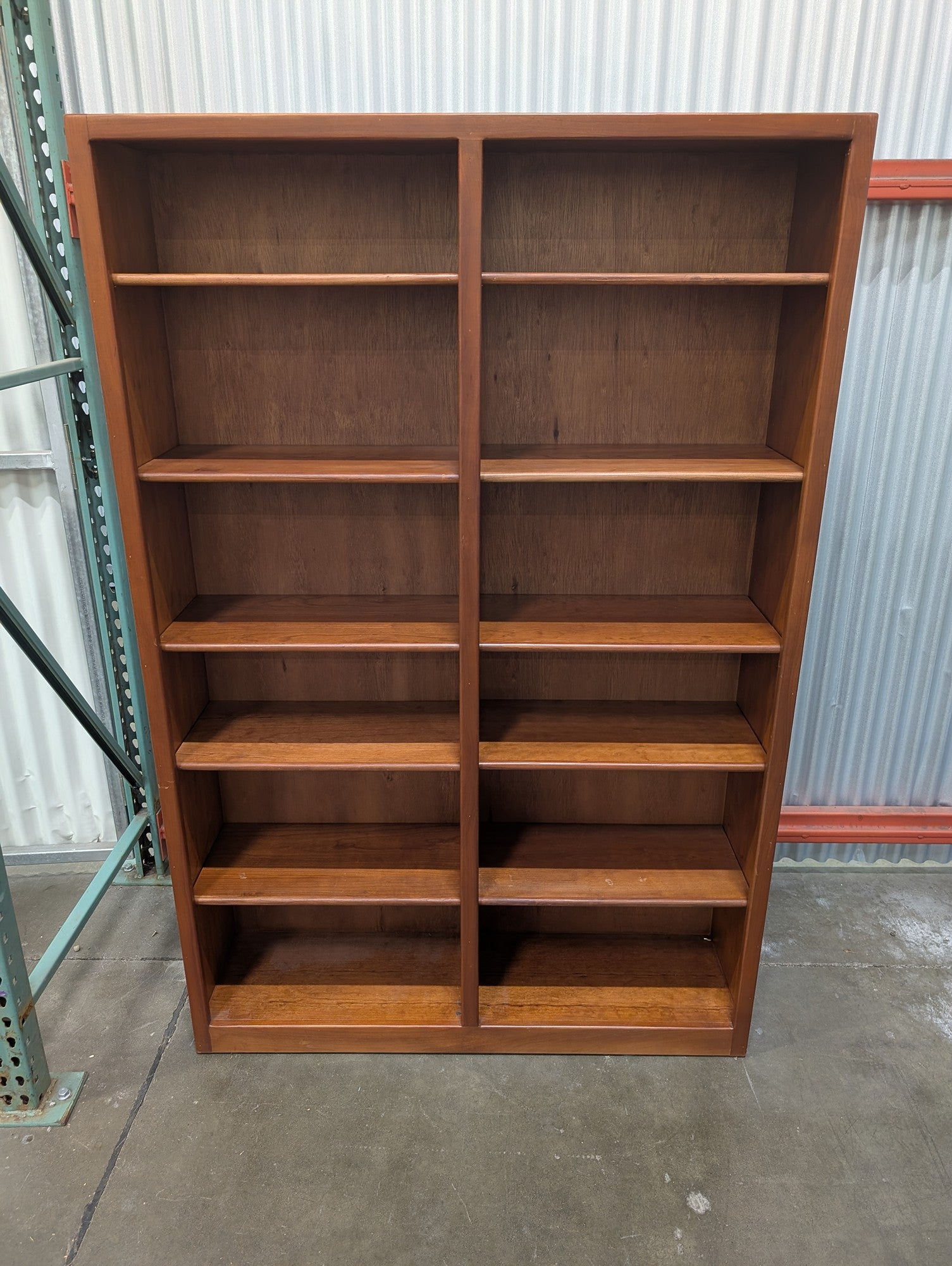 Sturdy Hardwood Double Bookcase with Ten Shelves