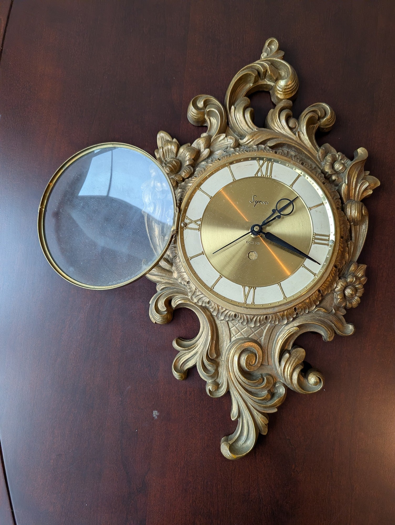 Syroco Ornate Gold-Tone Wall Clock Vintage Rococo Style