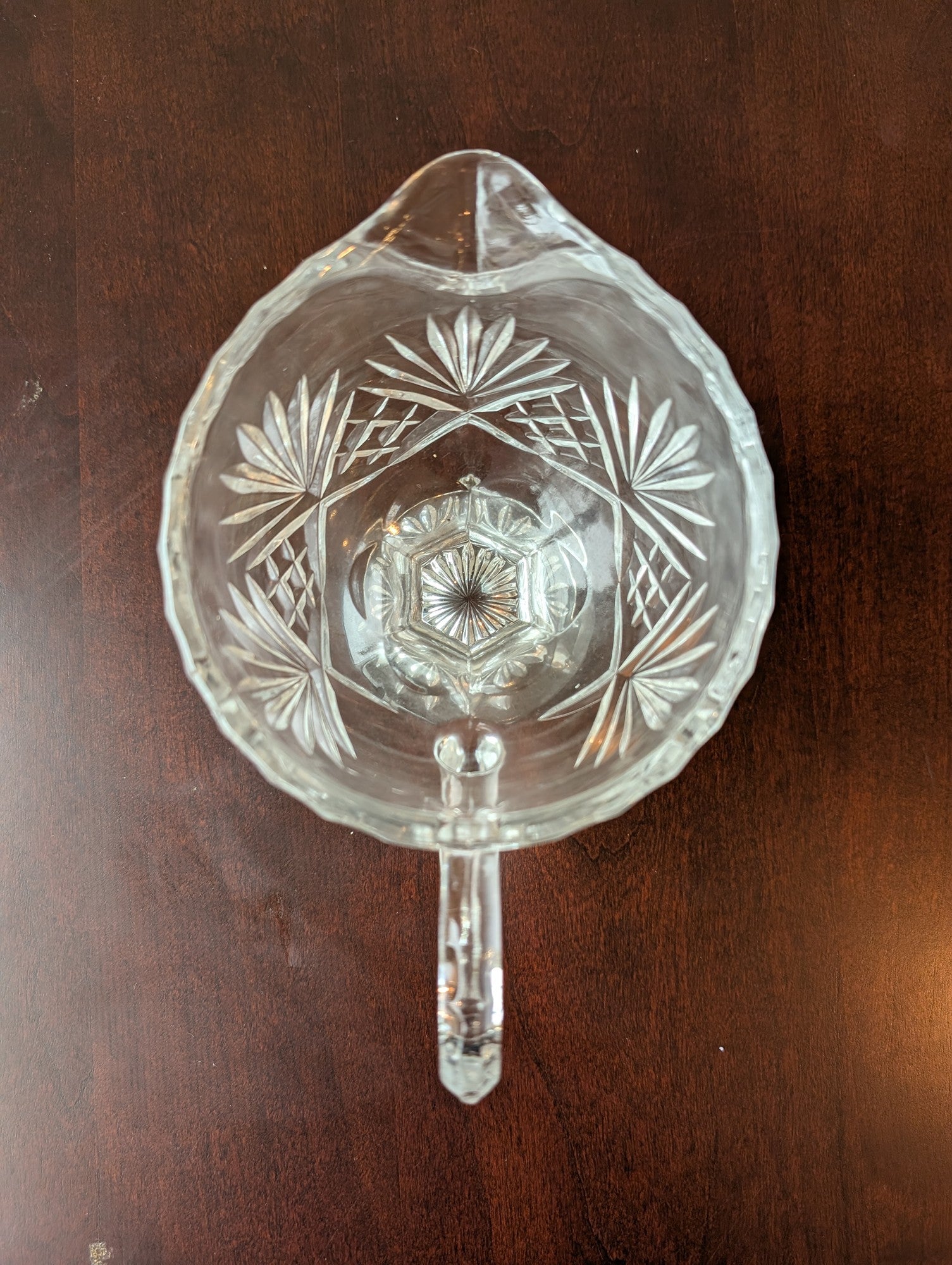 Vintage Clear Glass Footed Creamer with Cut Pattern