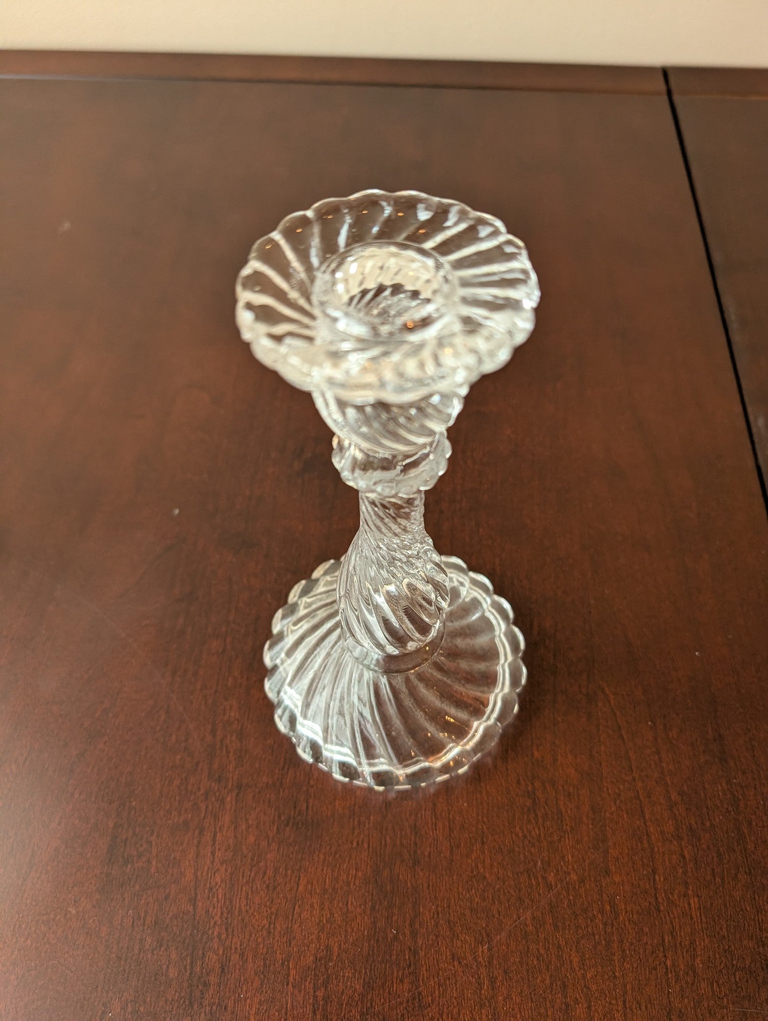 Clear Glass Twisted Stem Candlestick Holder