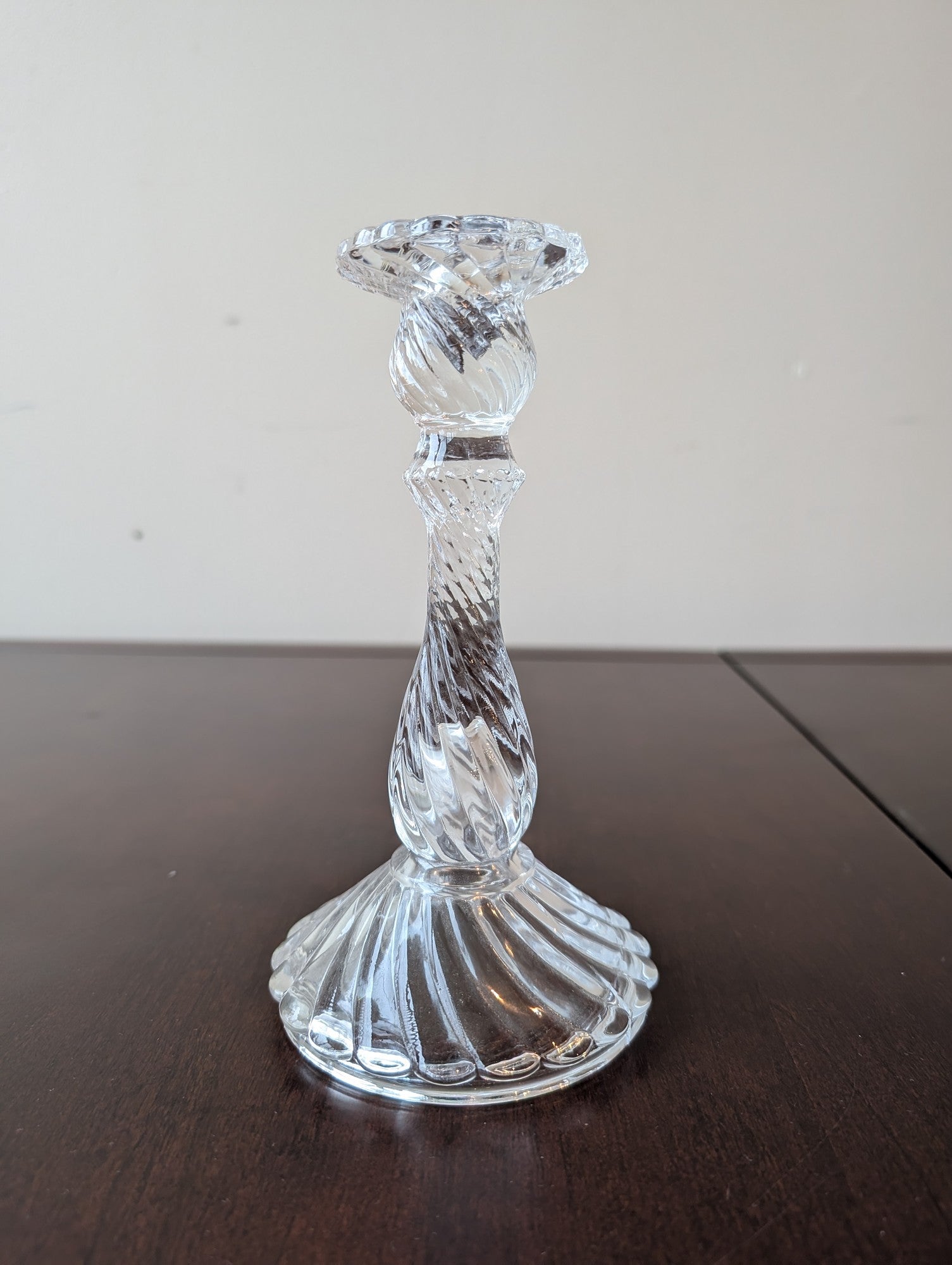 Clear Glass Twisted Stem Candlestick Holder