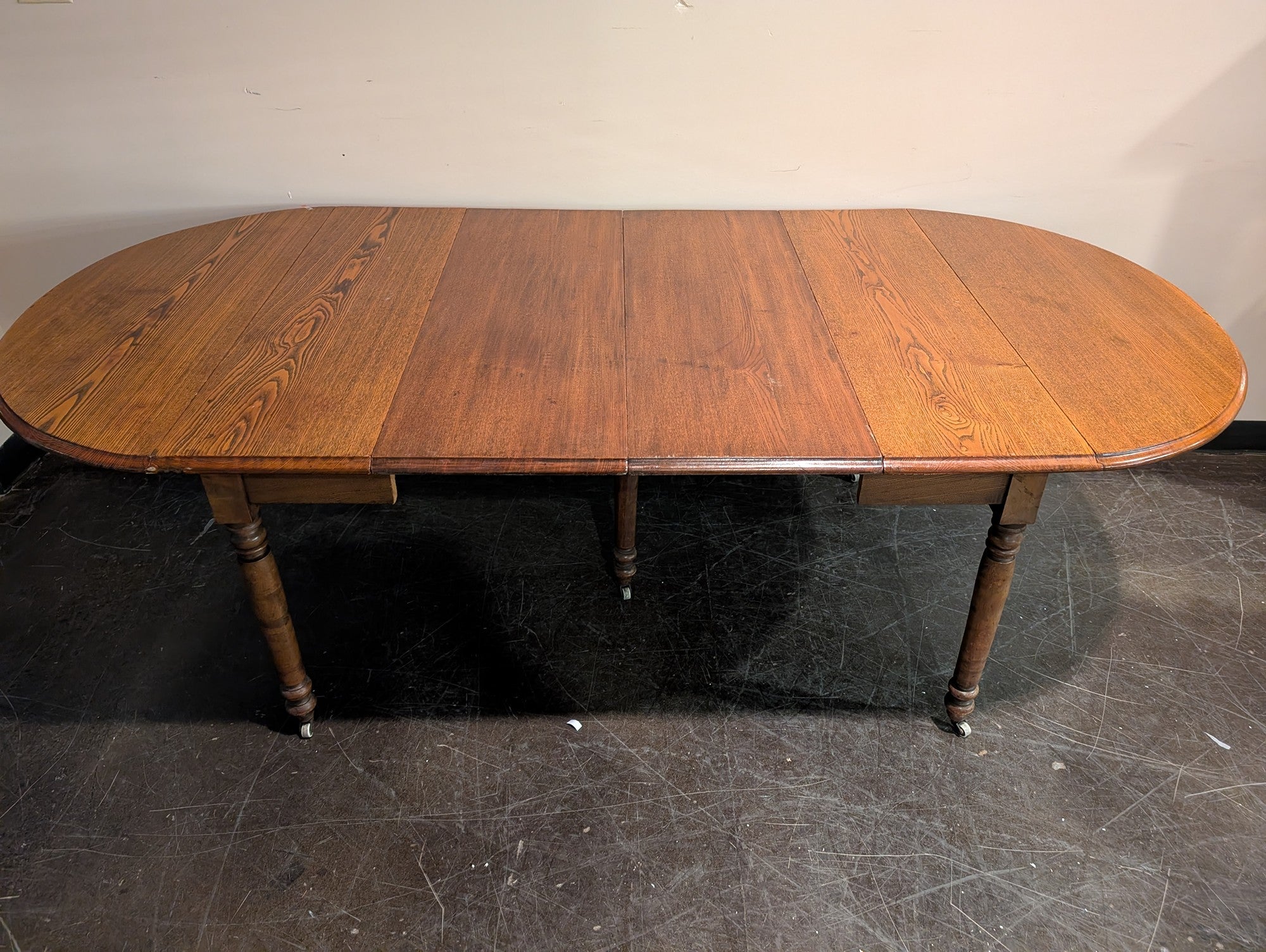 Vintage Wood Drop-Leaf Dining Table with Turned Legs