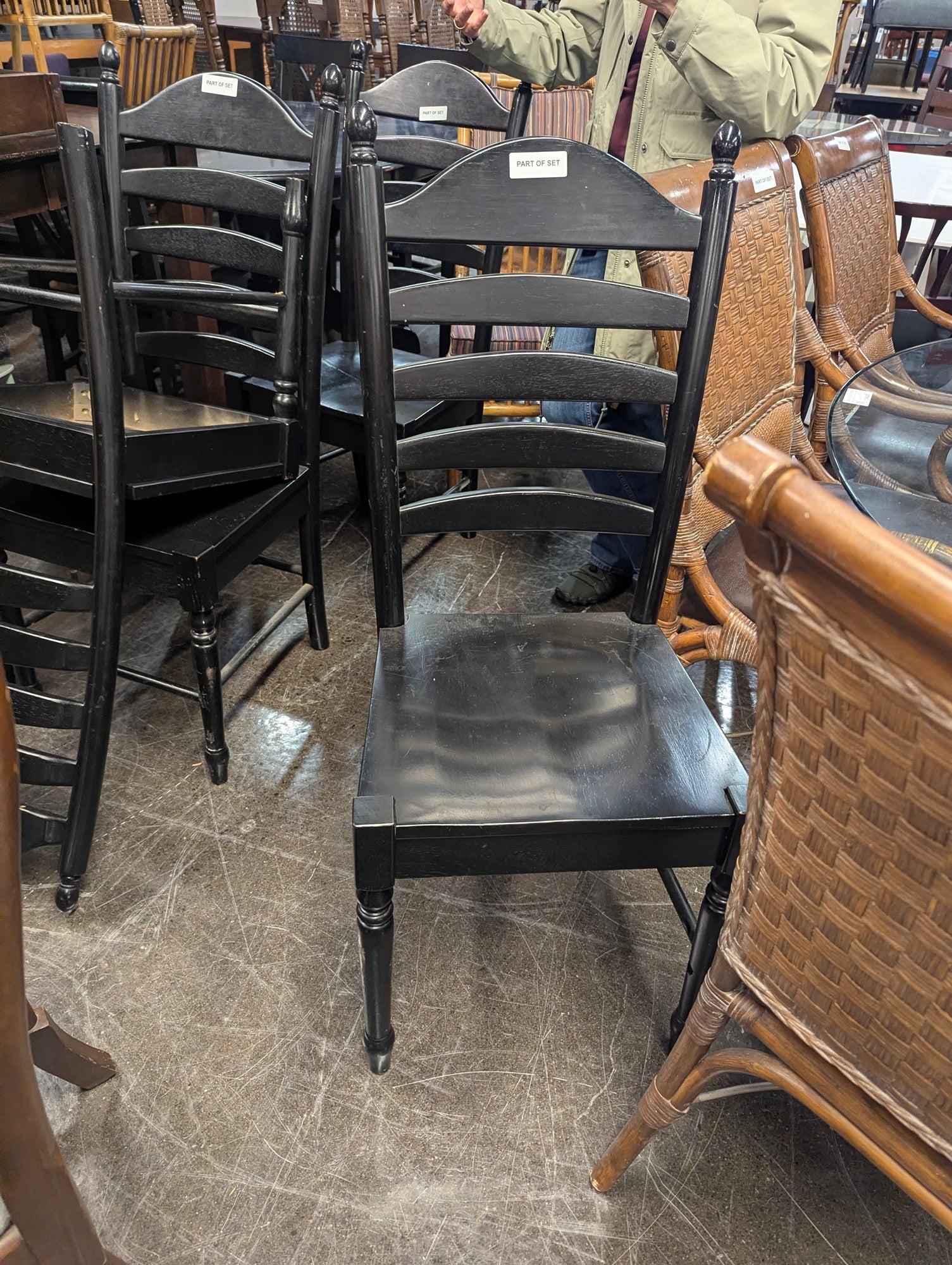 Traditional Black Wood Ladder Back Dining Chair