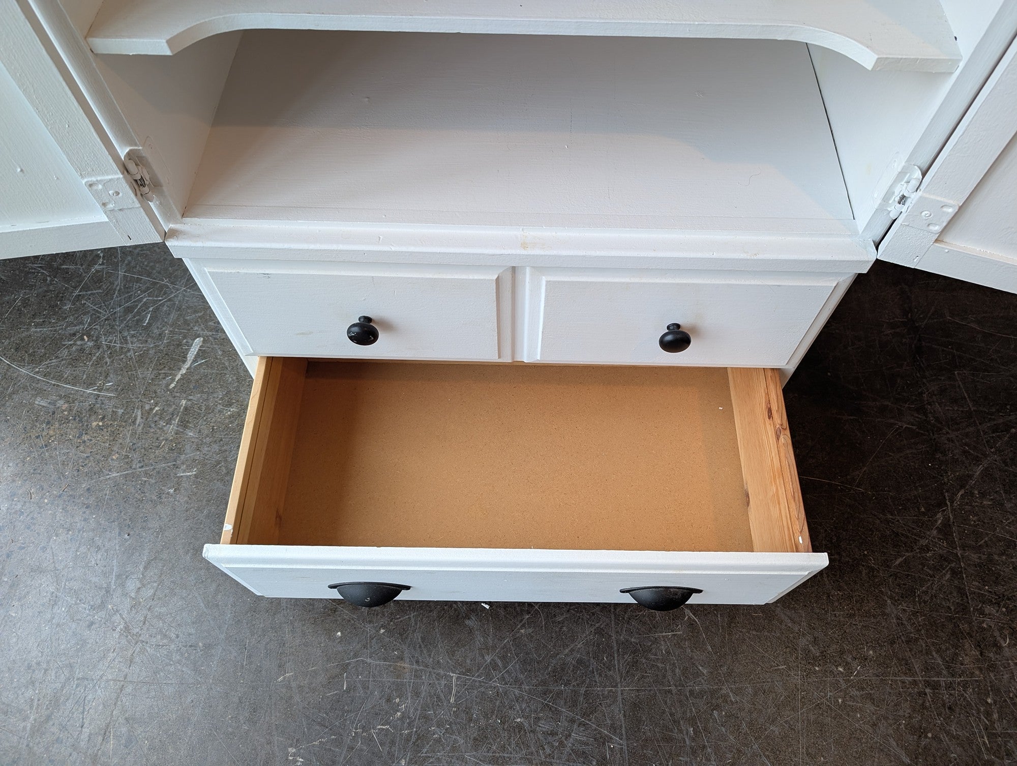 Versatile White Wooden Storage Cabinet with Drawers