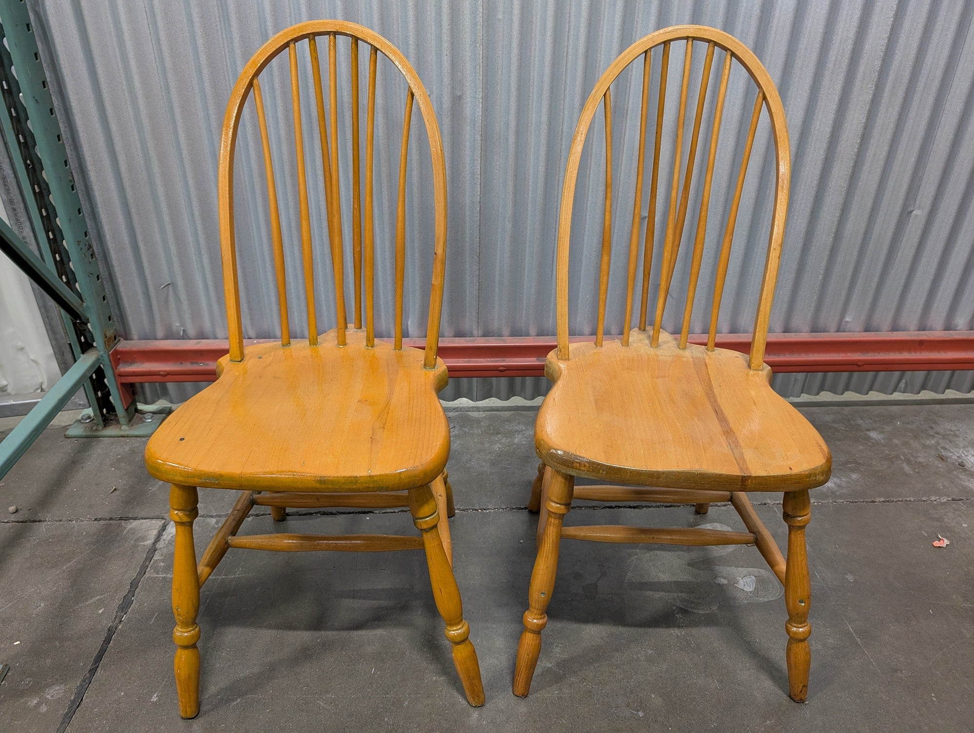 Pair of Classic Wooden Spindle Back Windsor Dining Chairs
