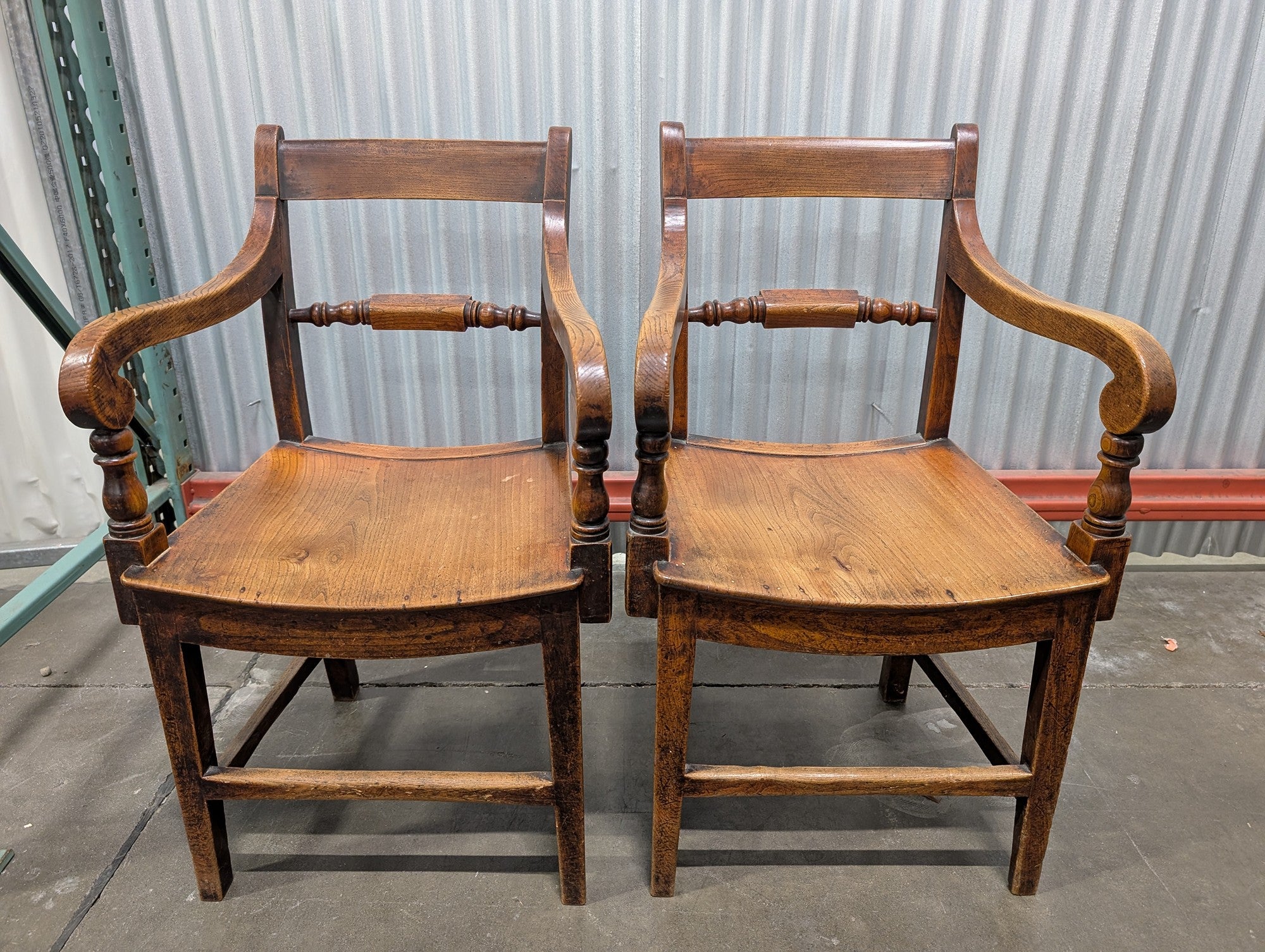 Pair of Traditional Wooden Armchairs with Spindle Backs