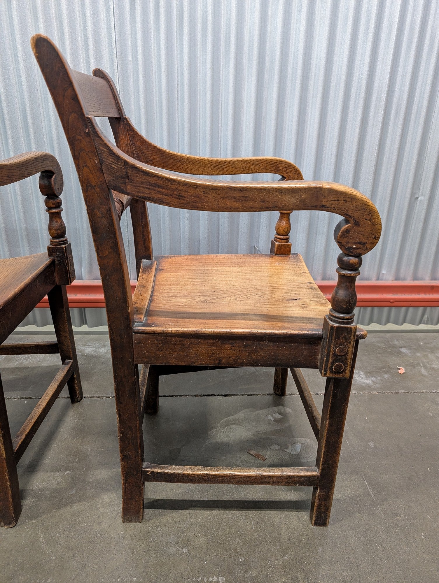 Pair of Traditional Wooden Armchairs with Spindle Backs