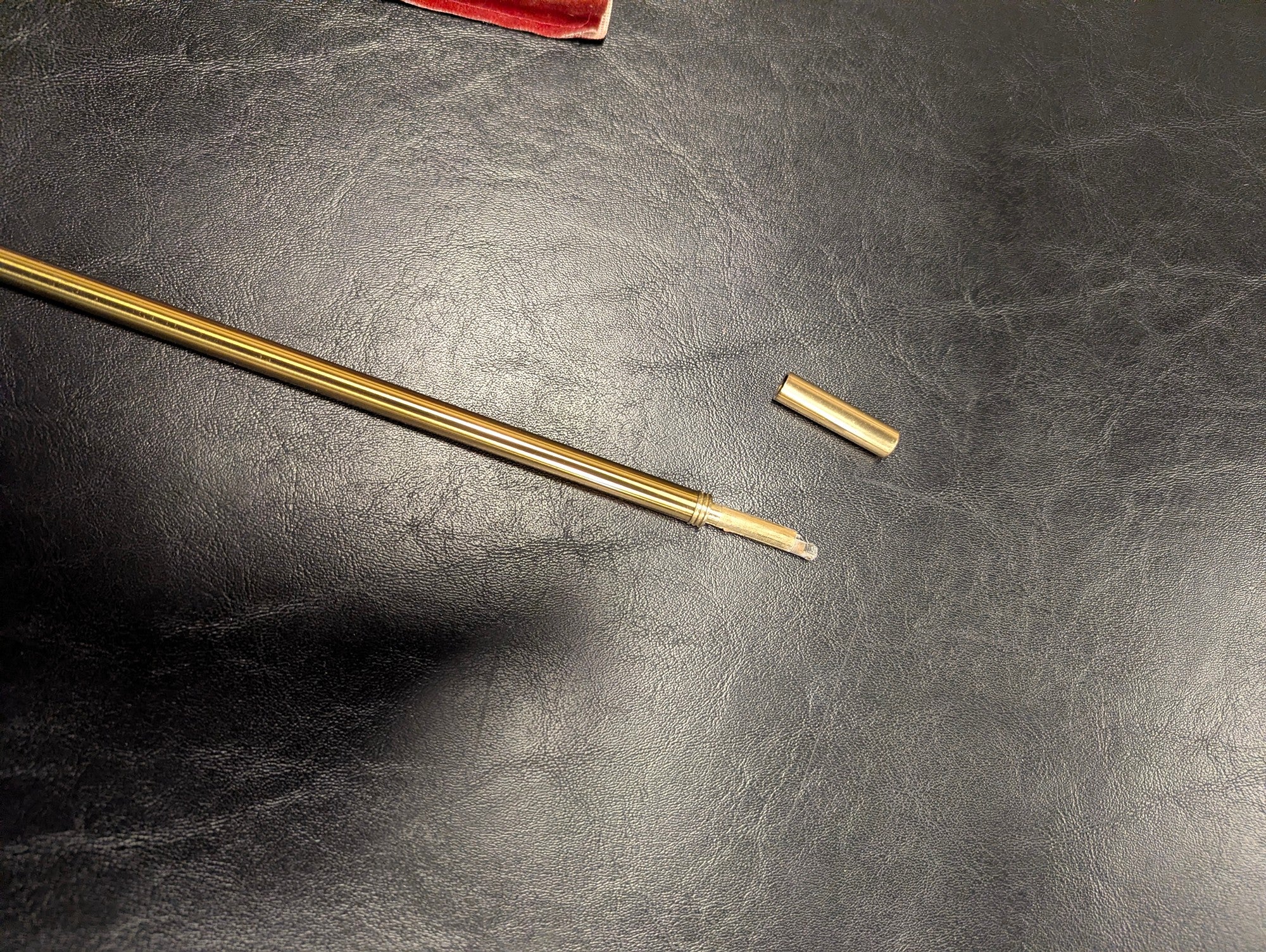 Vintage Gold Tone Curtain Wand / Rod with Red Velvet Sleeve