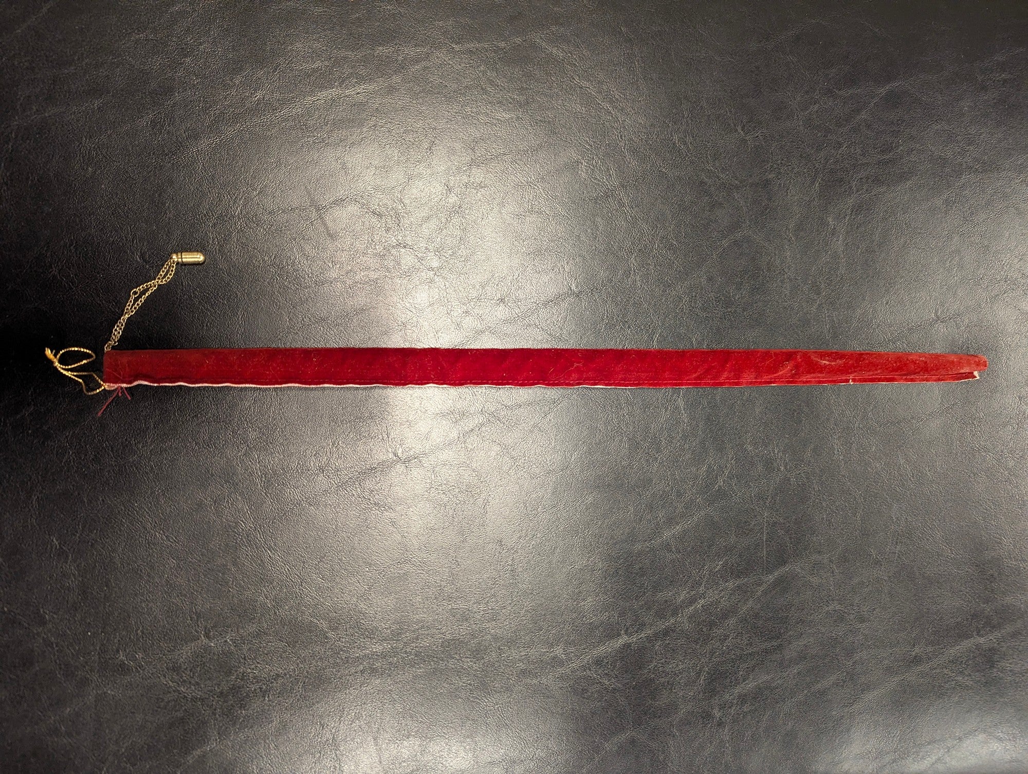 Vintage Gold Tone Curtain Wand / Rod with Red Velvet Sleeve