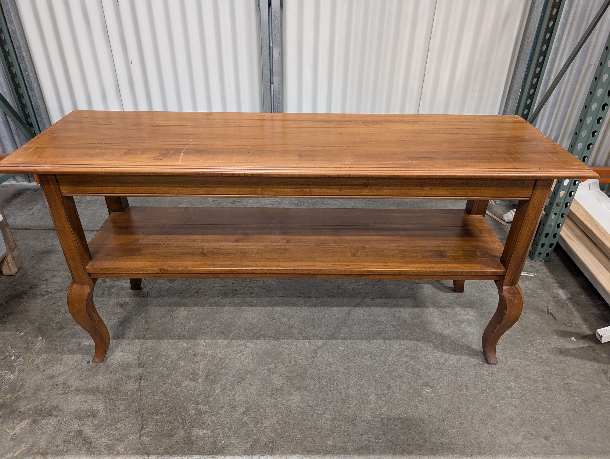 Ethan Allen Classic Wood Console Table with Lower Shelf