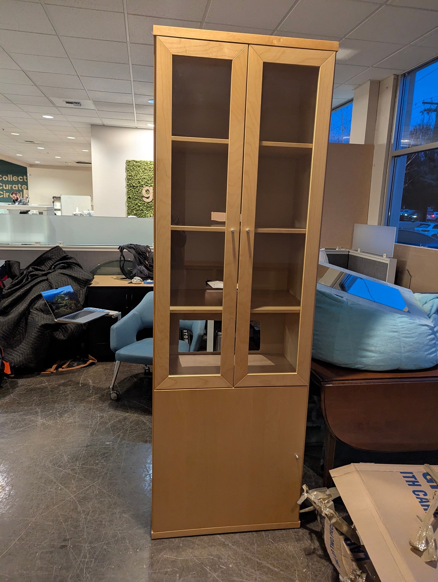 Versatile Light Wood Display and Storage Cabinet