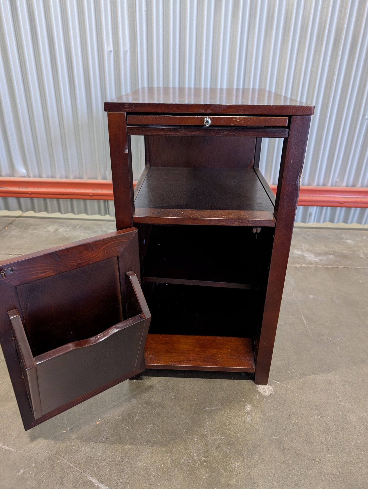 Versatile Dark Wood Nightstand with Pull-Out Extensions