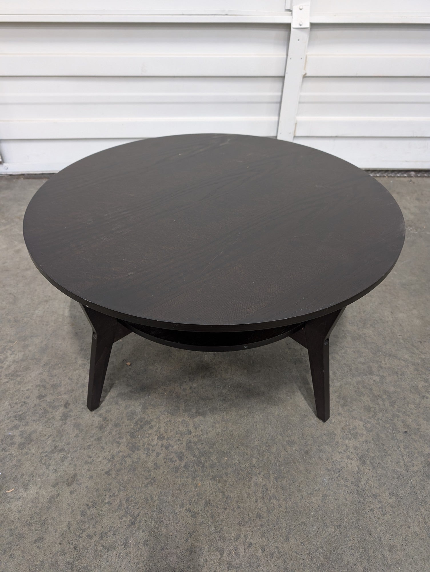 Modern Round Two-Tier Dark Brown Coffee Table