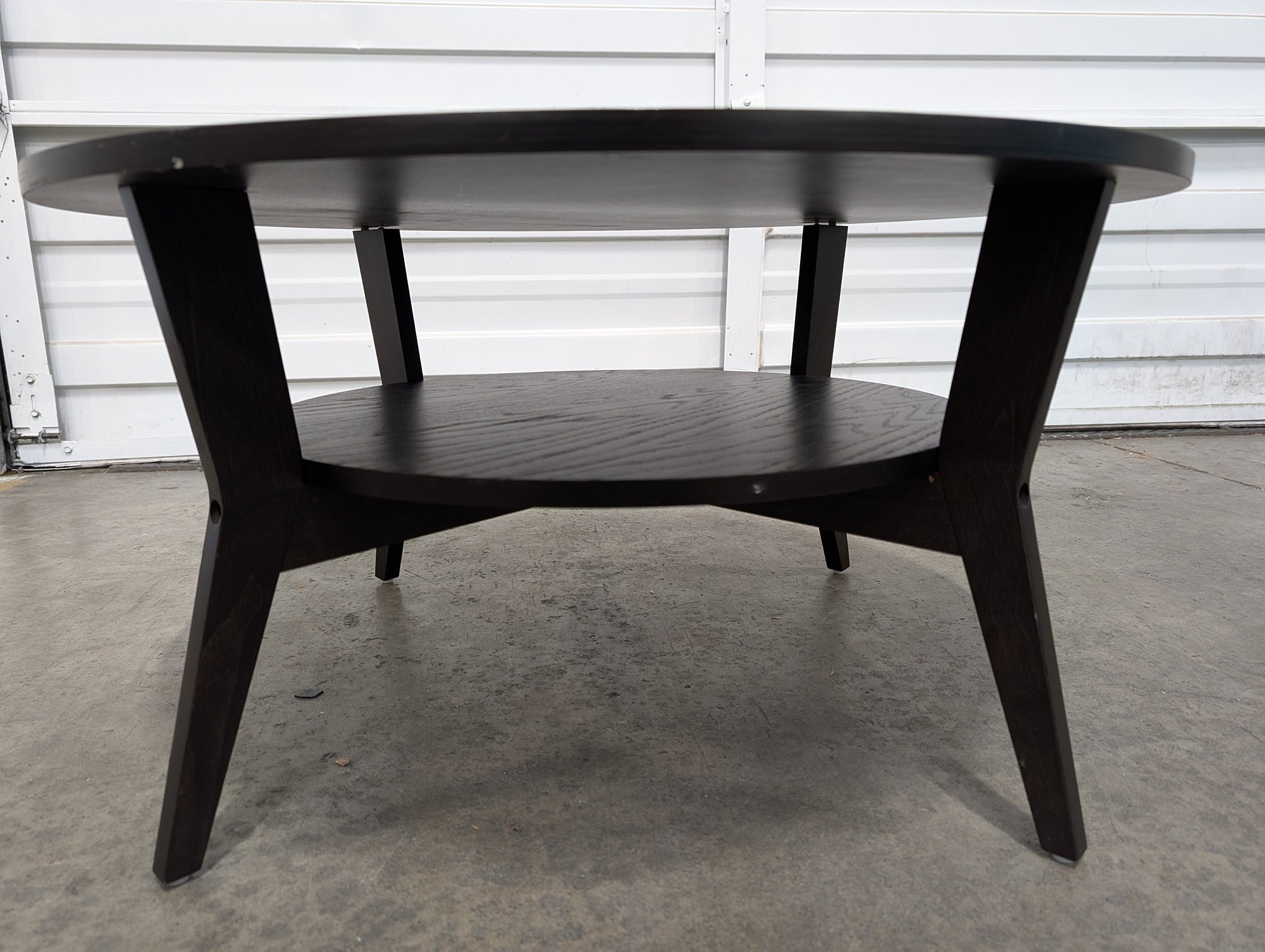 Modern Round Two-Tier Dark Brown Coffee Table