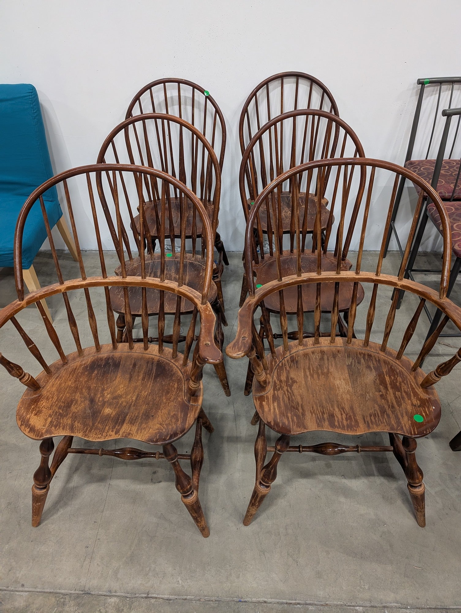 Set of Six Traditional Wooden Windsor Spindle Back Chairs