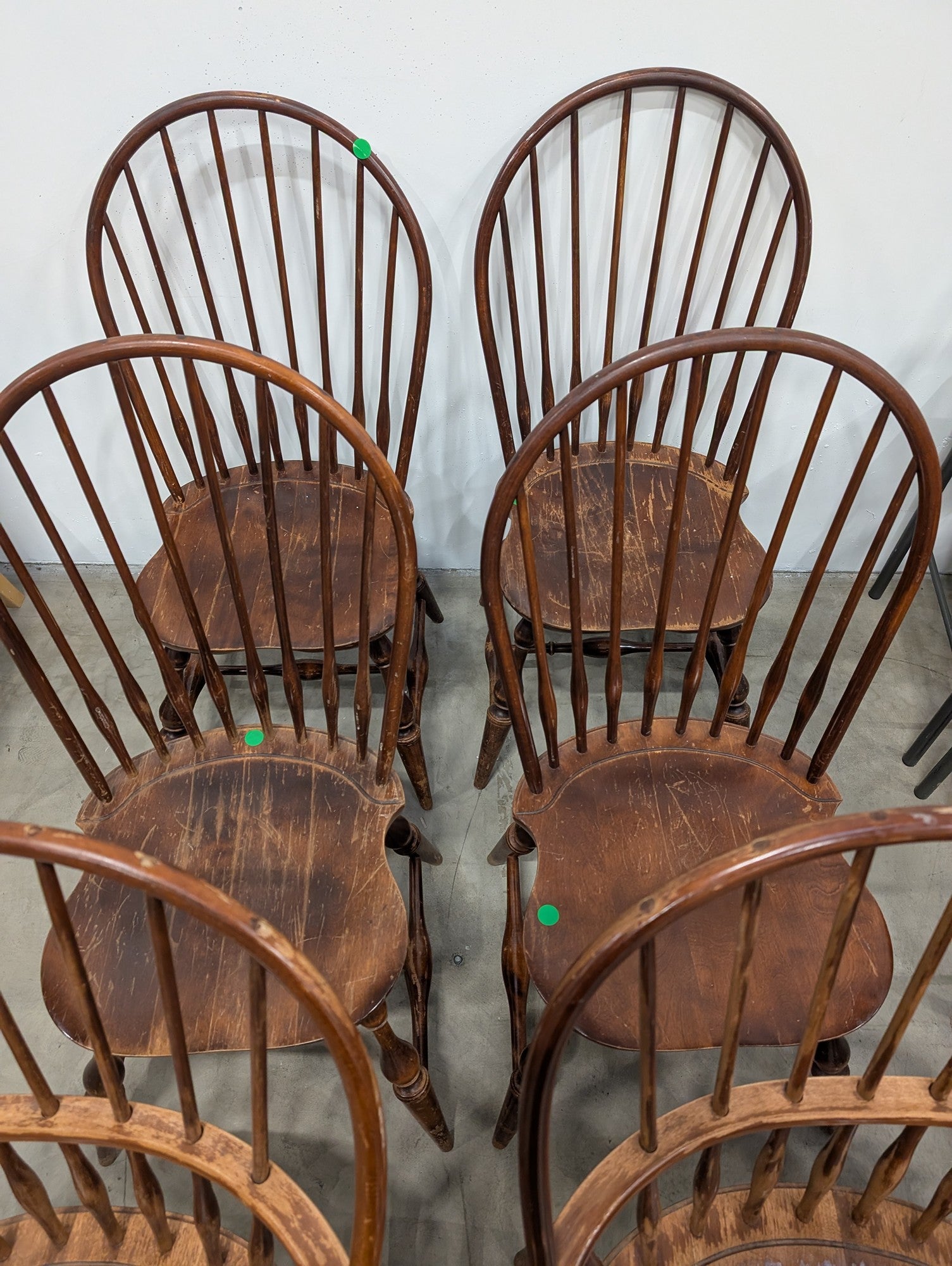 Set of Six Traditional Wooden Windsor Spindle Back Chairs