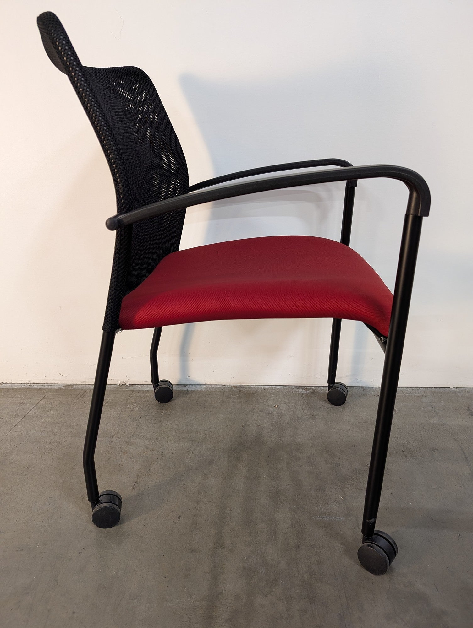 Compel Mesh Back Task Chair with Red Fabric Seat and Casters