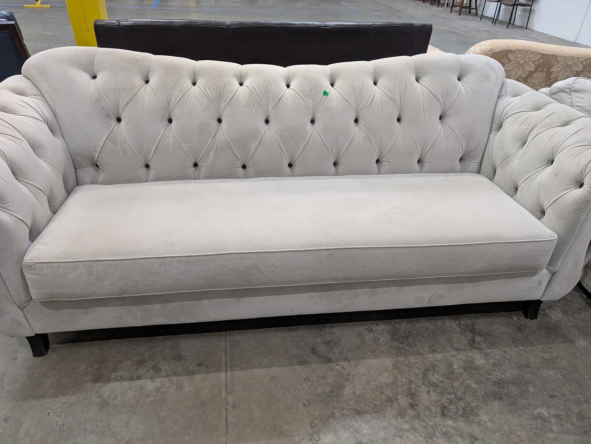Warehouse sale *** Contemporary Tufted Greige Velvet Sofa