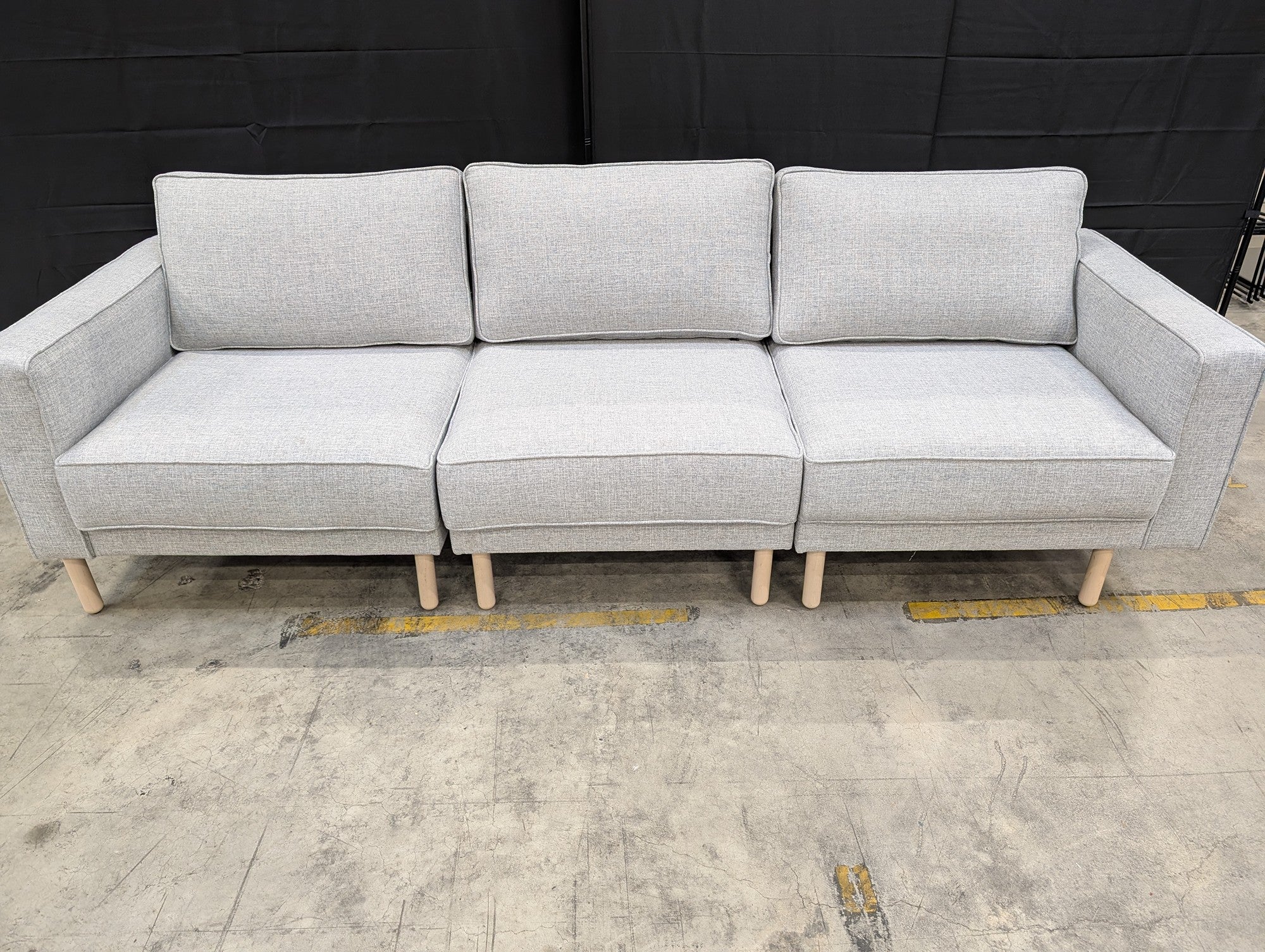 Modern Light Grey Fabric Modular Sectional Sofa Set