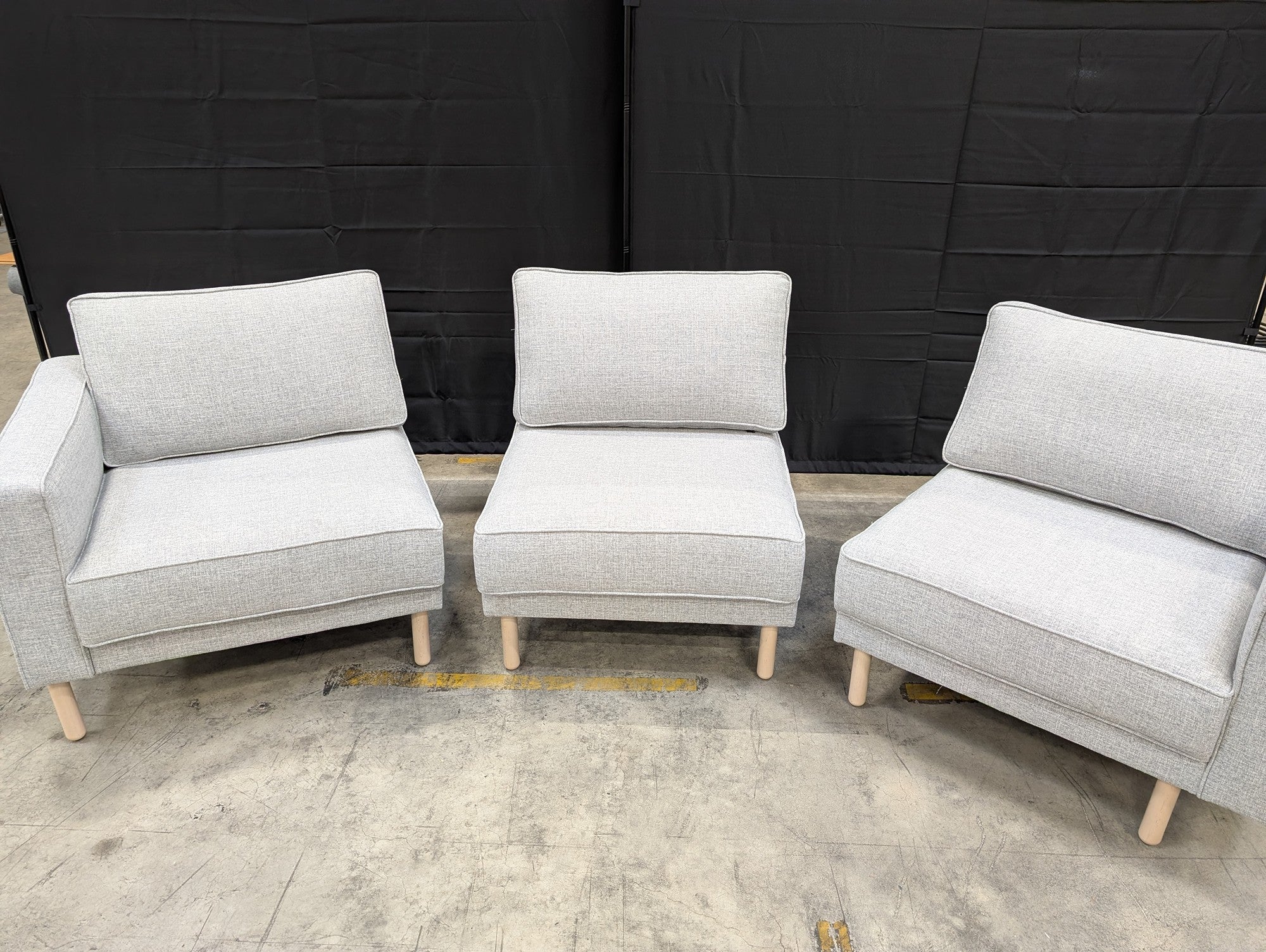 Modern Light Grey Fabric Modular Sectional Sofa Set