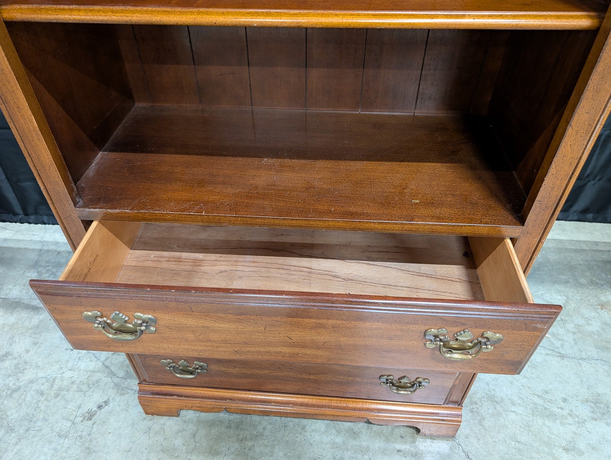 American Drew Traditional Solid Wood Bookcase with Storage Drawers