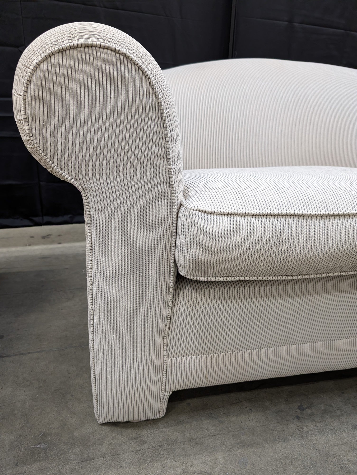 Bauhaus Pinstripe Two-Seater Loveseat with Rolled Arms