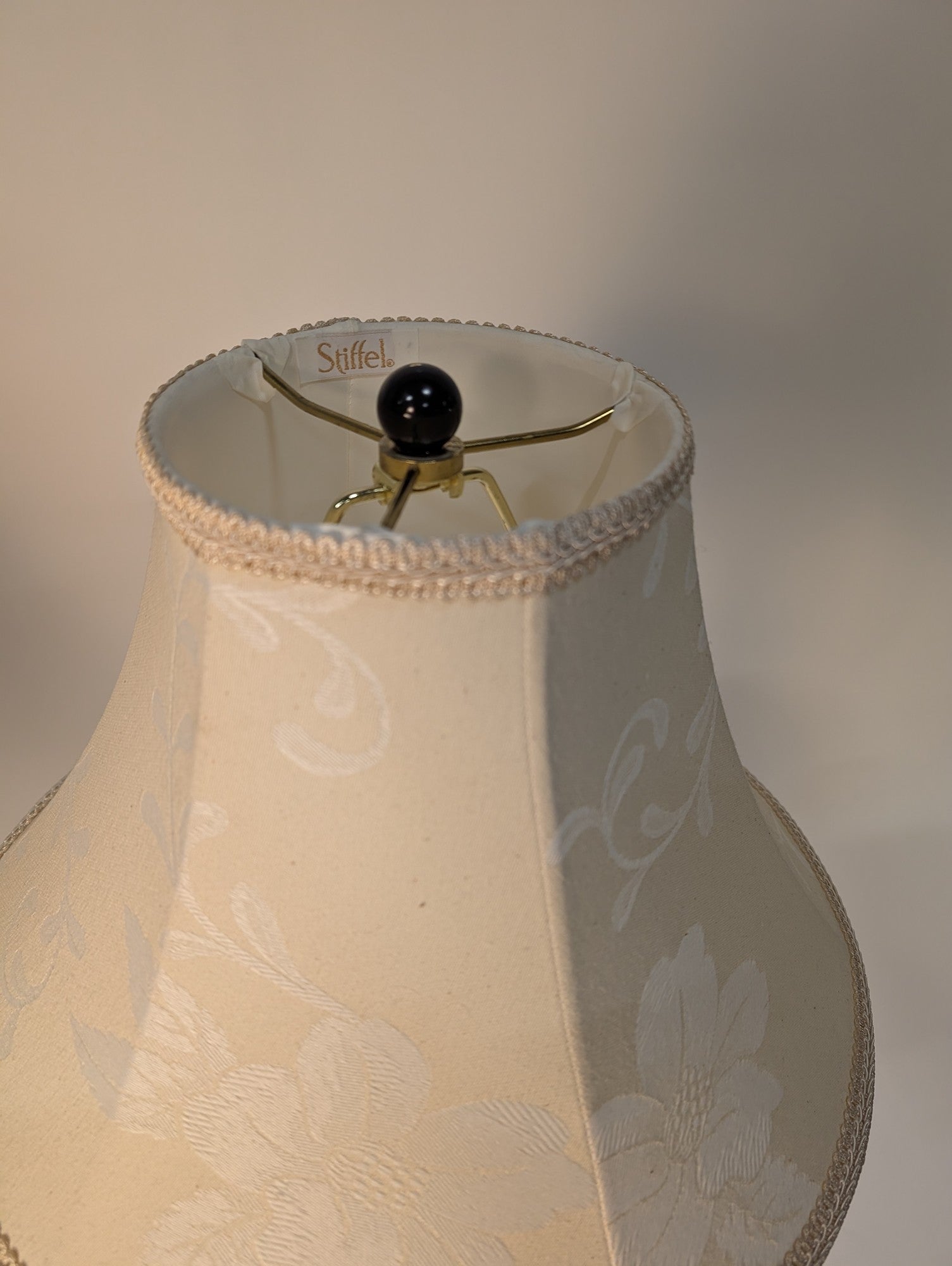 Stiffel Traditional Black Table Lamp with Floral Fabric Shade