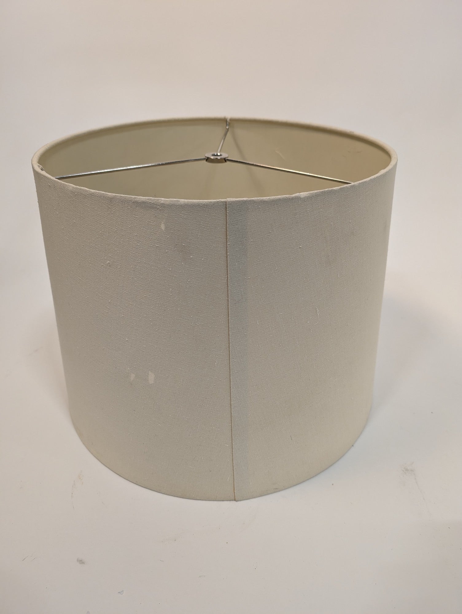 Neutral Cylindrical Fabric Lampshade with Spider Fitter