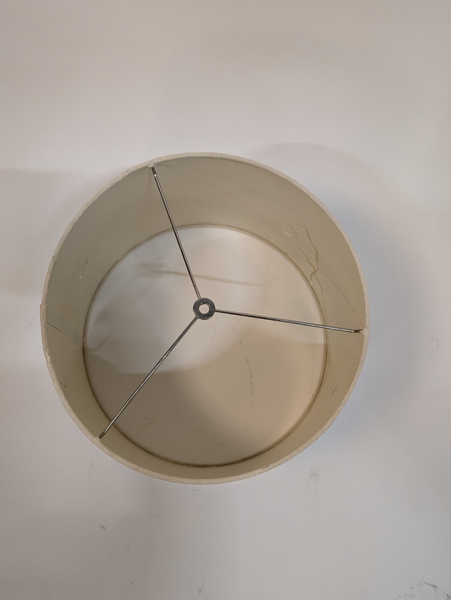 Neutral Cylindrical Fabric Lampshade with Spider Fitter
