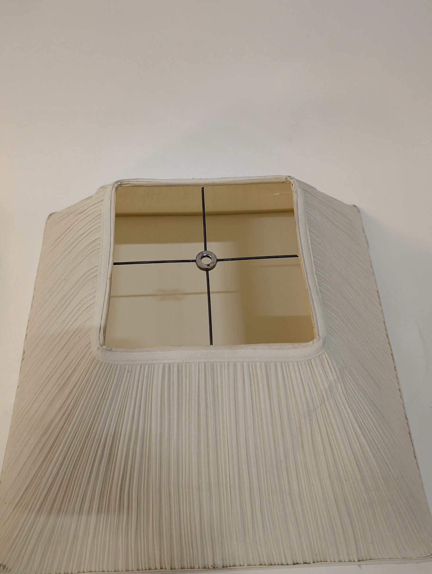 Pleated Fabric Tapered Square Lampshade, Off-White