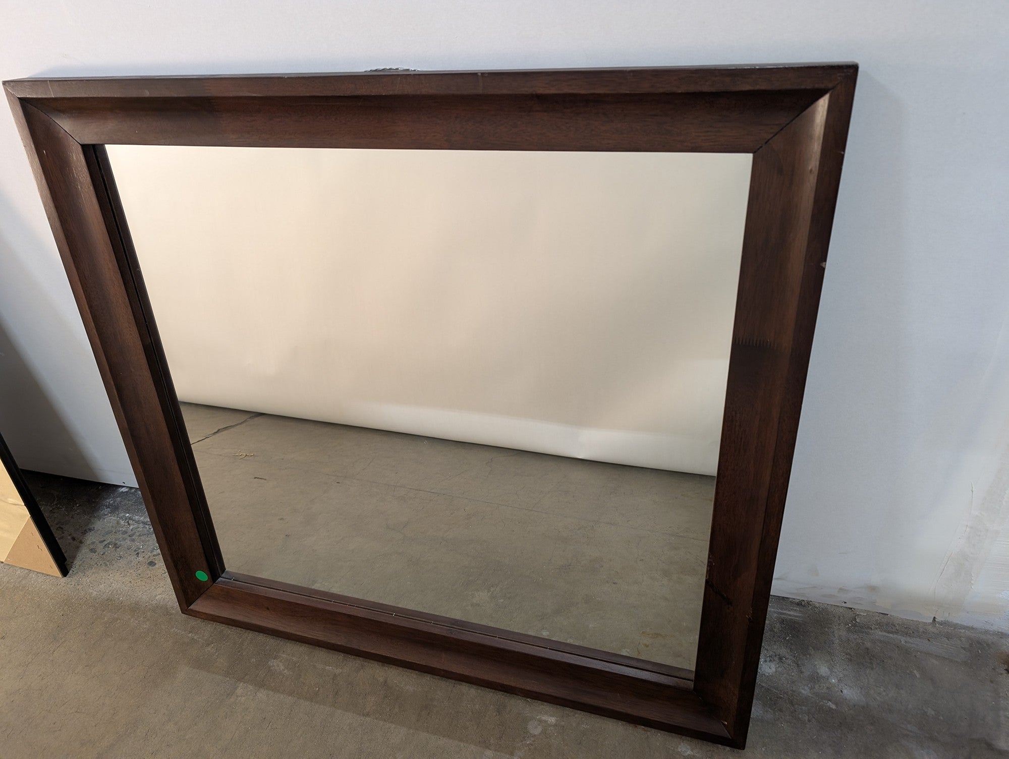 Large Rectangular Dark Wood Framed Wall Mirror