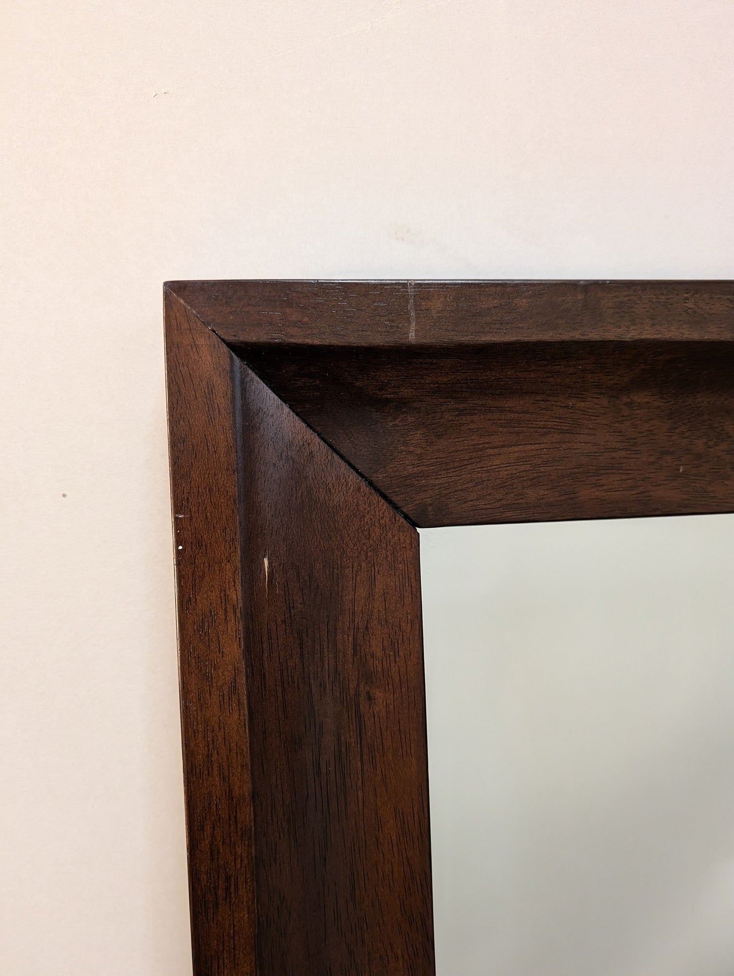 Large Rectangular Dark Wood Framed Wall Mirror