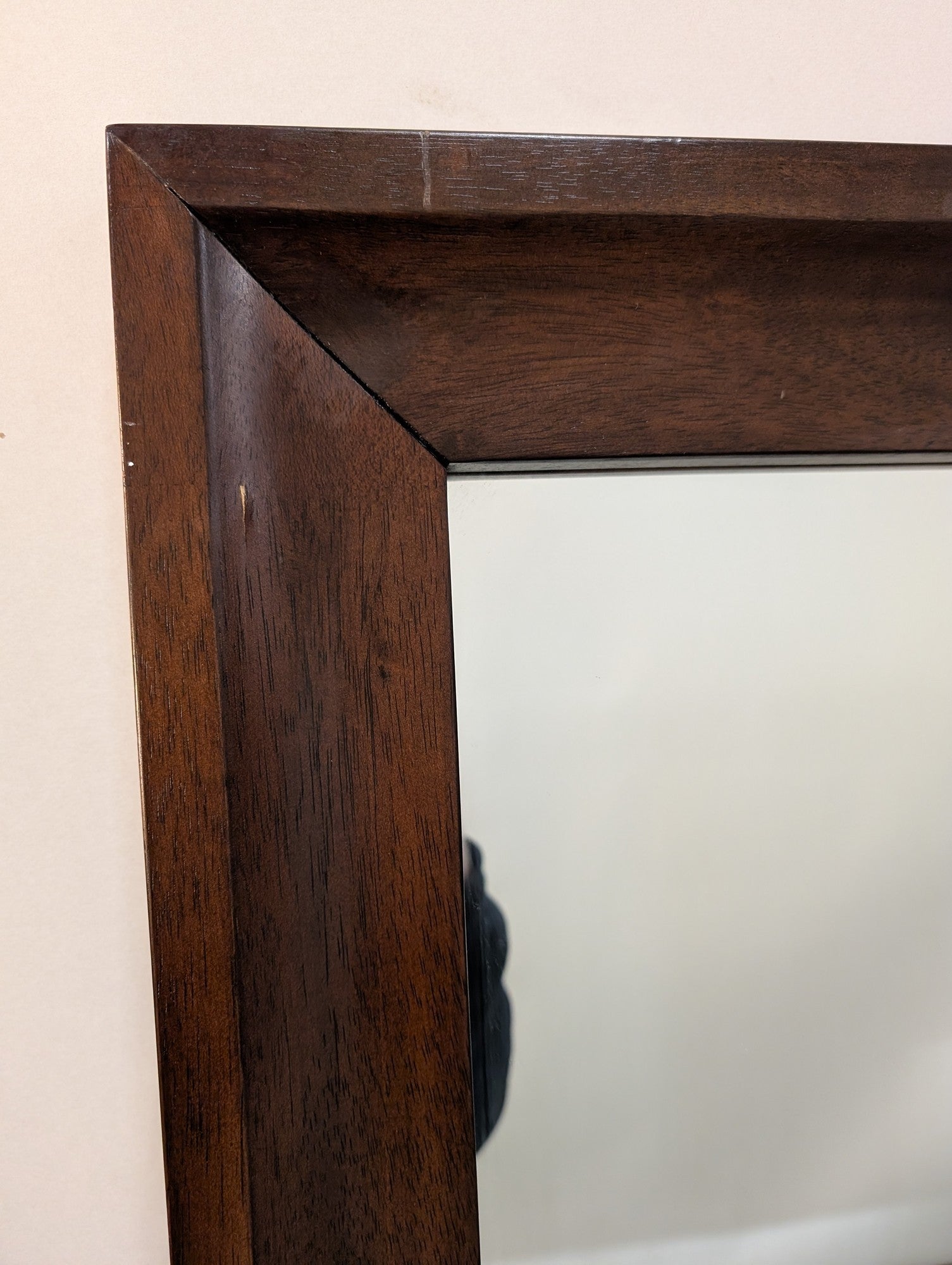 Large Rectangular Dark Wood Framed Wall Mirror