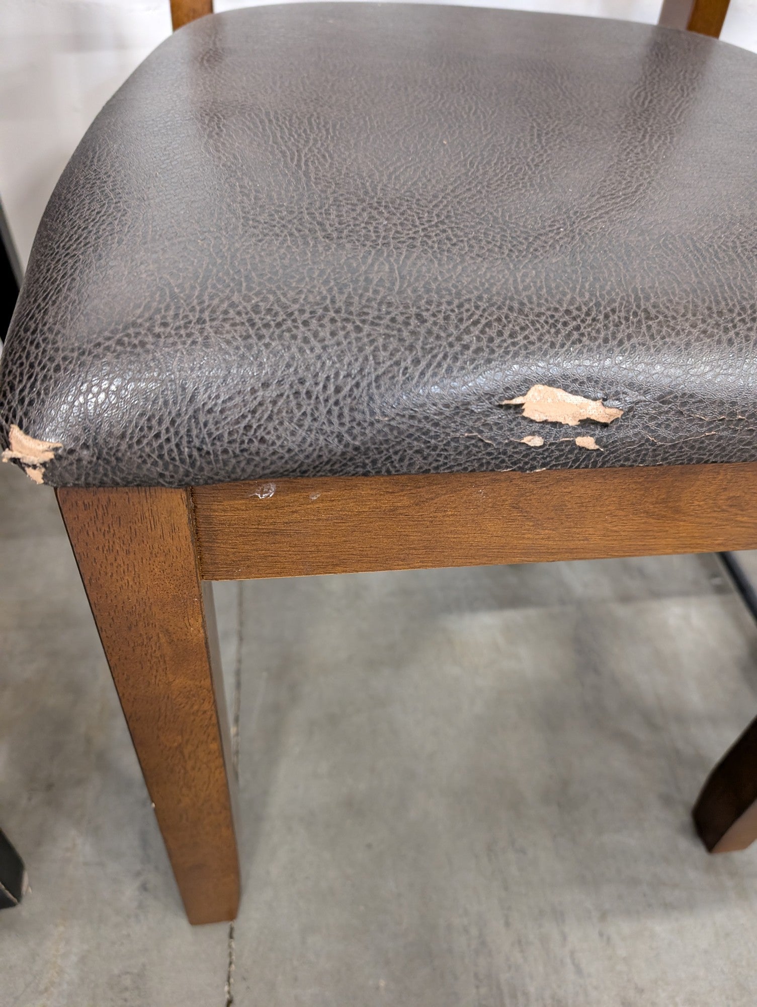 Sturdy Wood X-Back Dining Chair with Upholstered Seat - Fair Condition