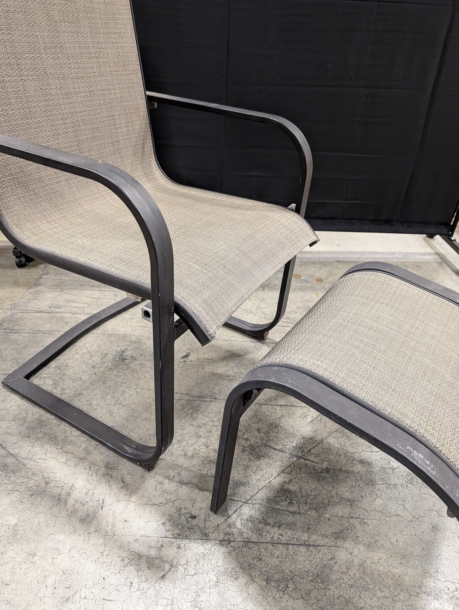 Outdoor Patio Sling Lounge Chair with Matching Ottoman