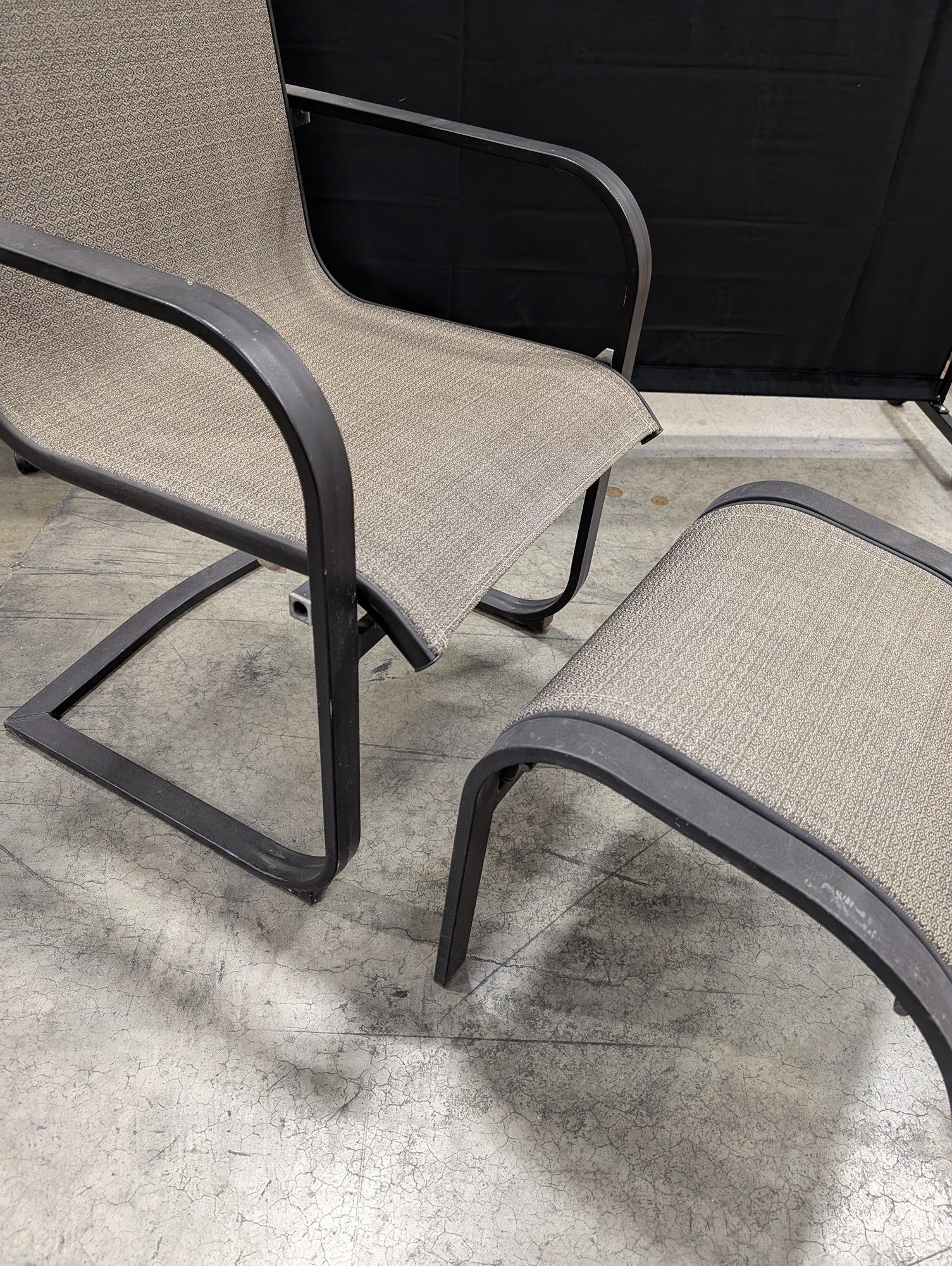 Outdoor Patio Sling Lounge Chair with Matching Ottoman