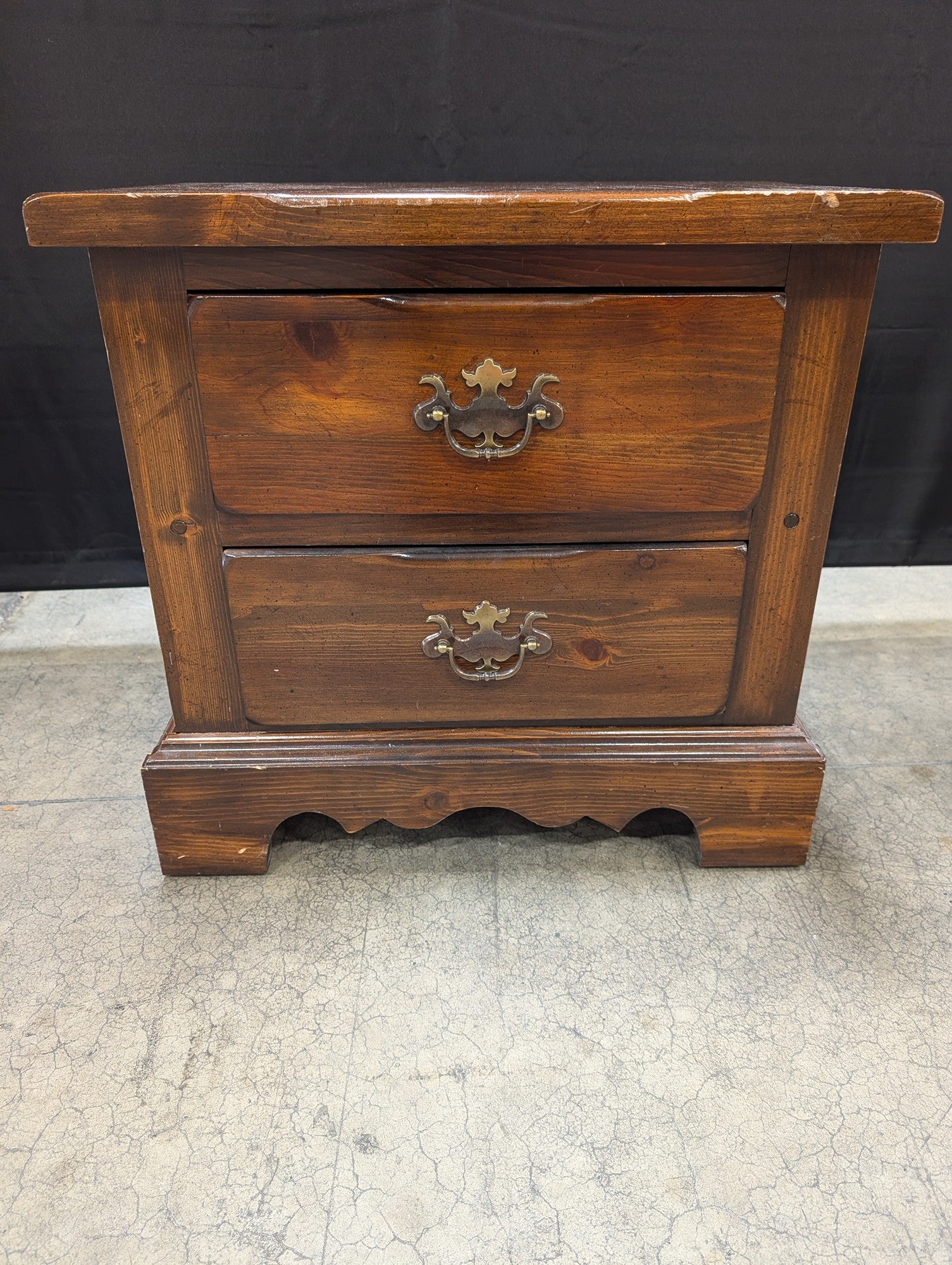 Open Hearth Rustic Wood Two-Drawer Nightstand