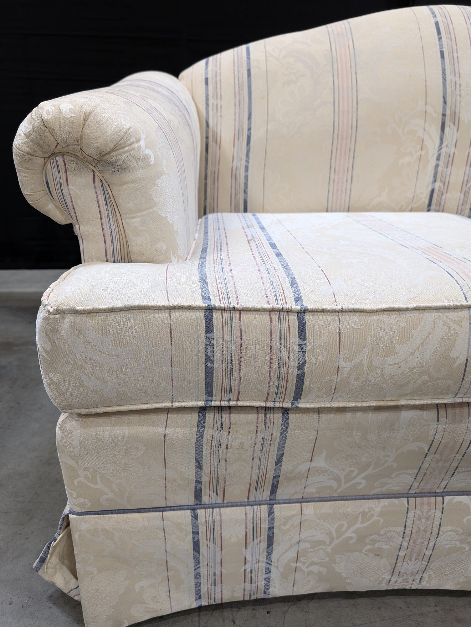 Pem-Kay Traditional Rolled Arm Striped Loveseat Sofa