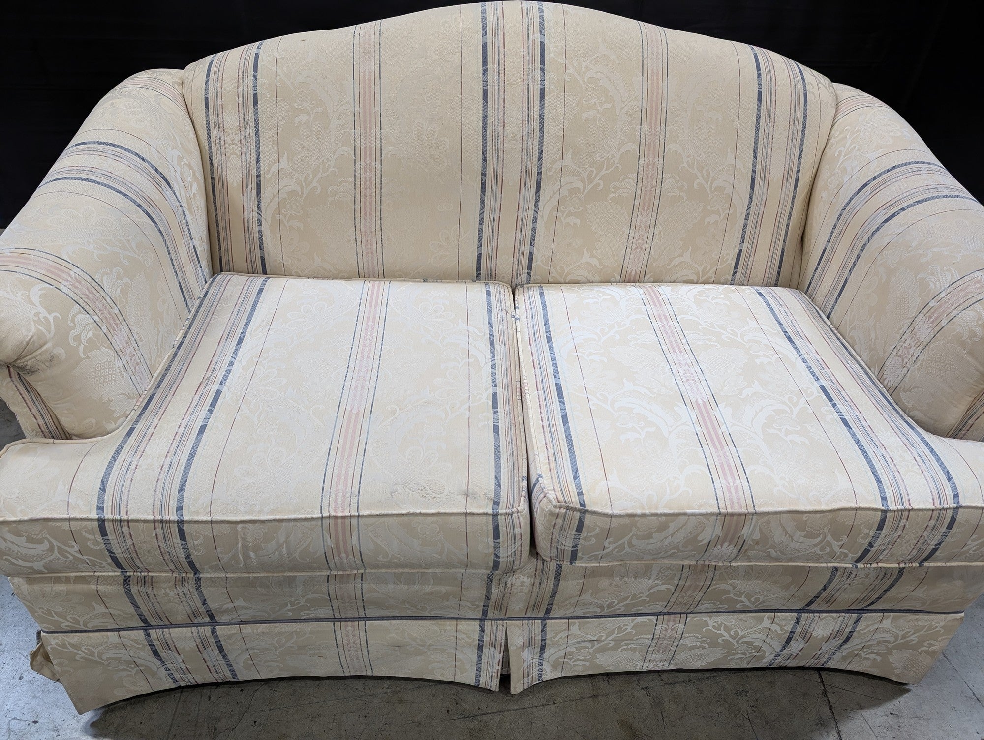 Pem-Kay Traditional Rolled Arm Striped Loveseat Sofa