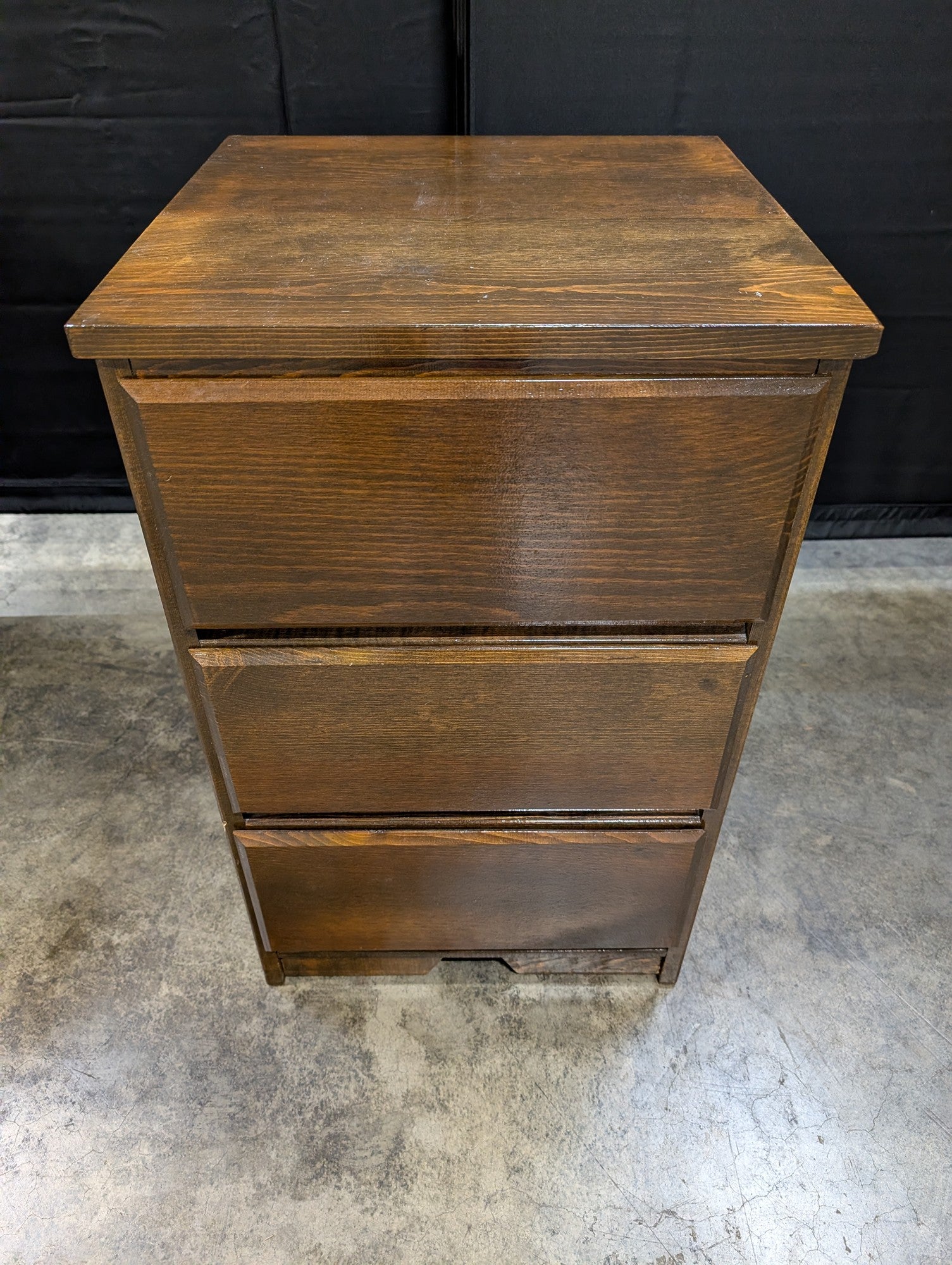 Rustic Wood Three-Drawer Nightstand