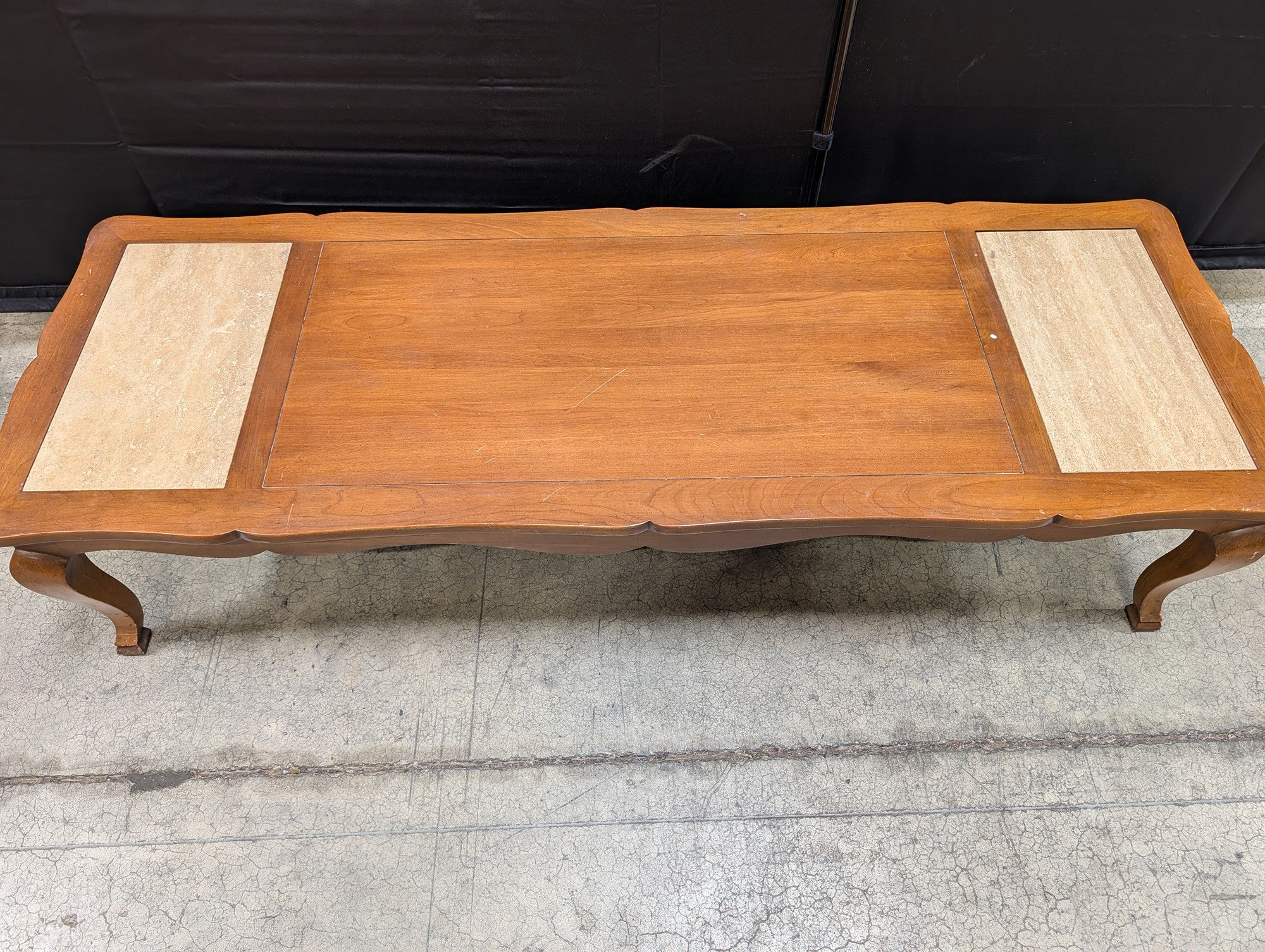 HERITAGE Wood Coffee Table with Stone Inlays | Stone-Damage