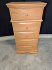 Natural Wood Finish 5-Drawer Tall Chest