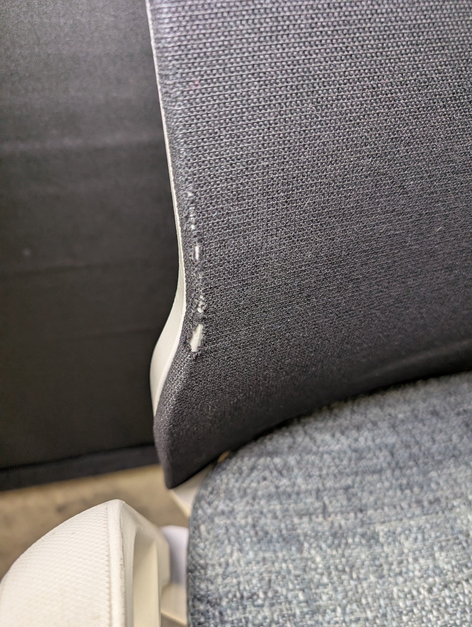 Modern Grey Fabric and Black Mesh Office Chair with White Frame