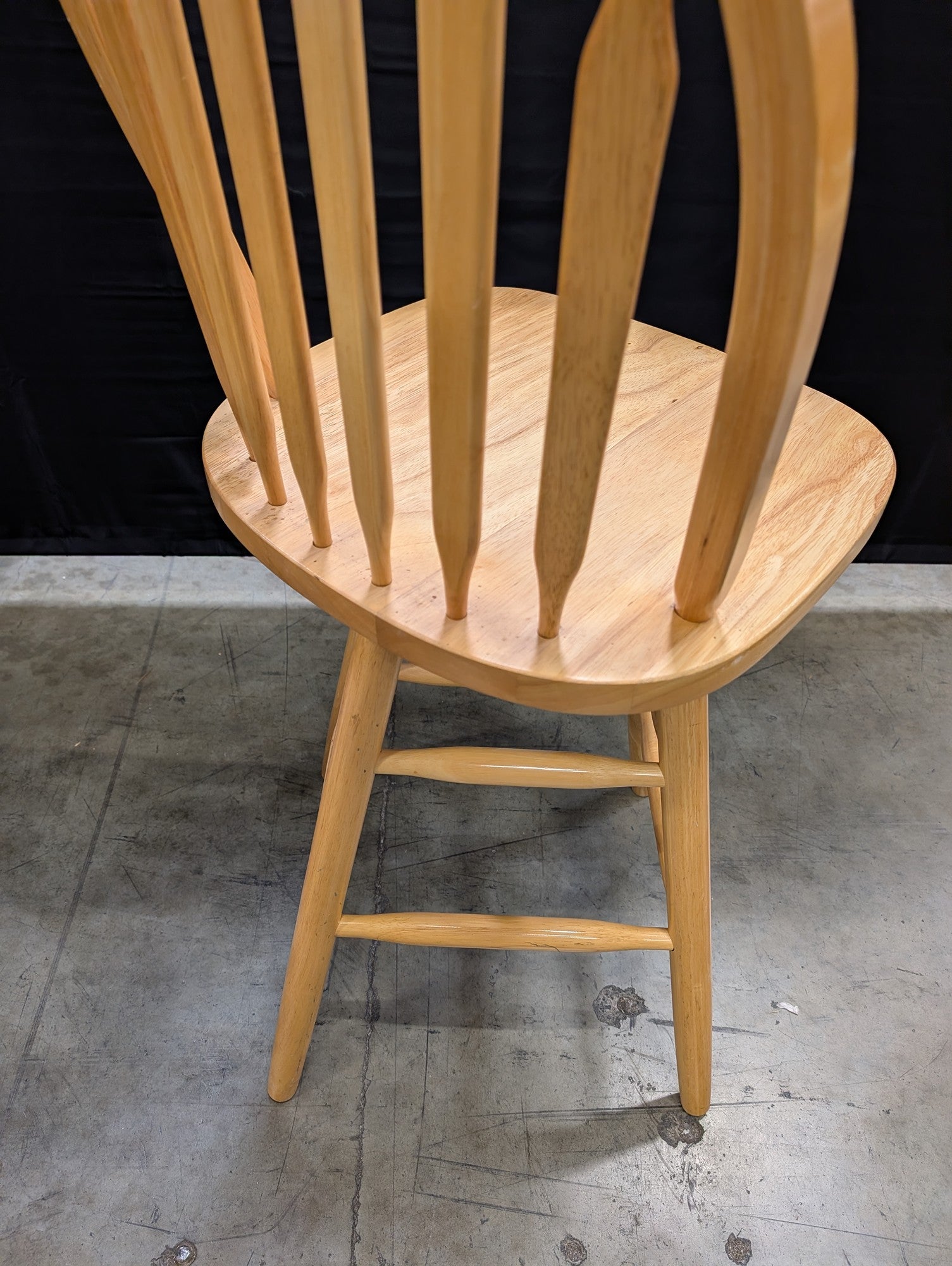 Natural Wood Spindle Back Swivel Bar Stool