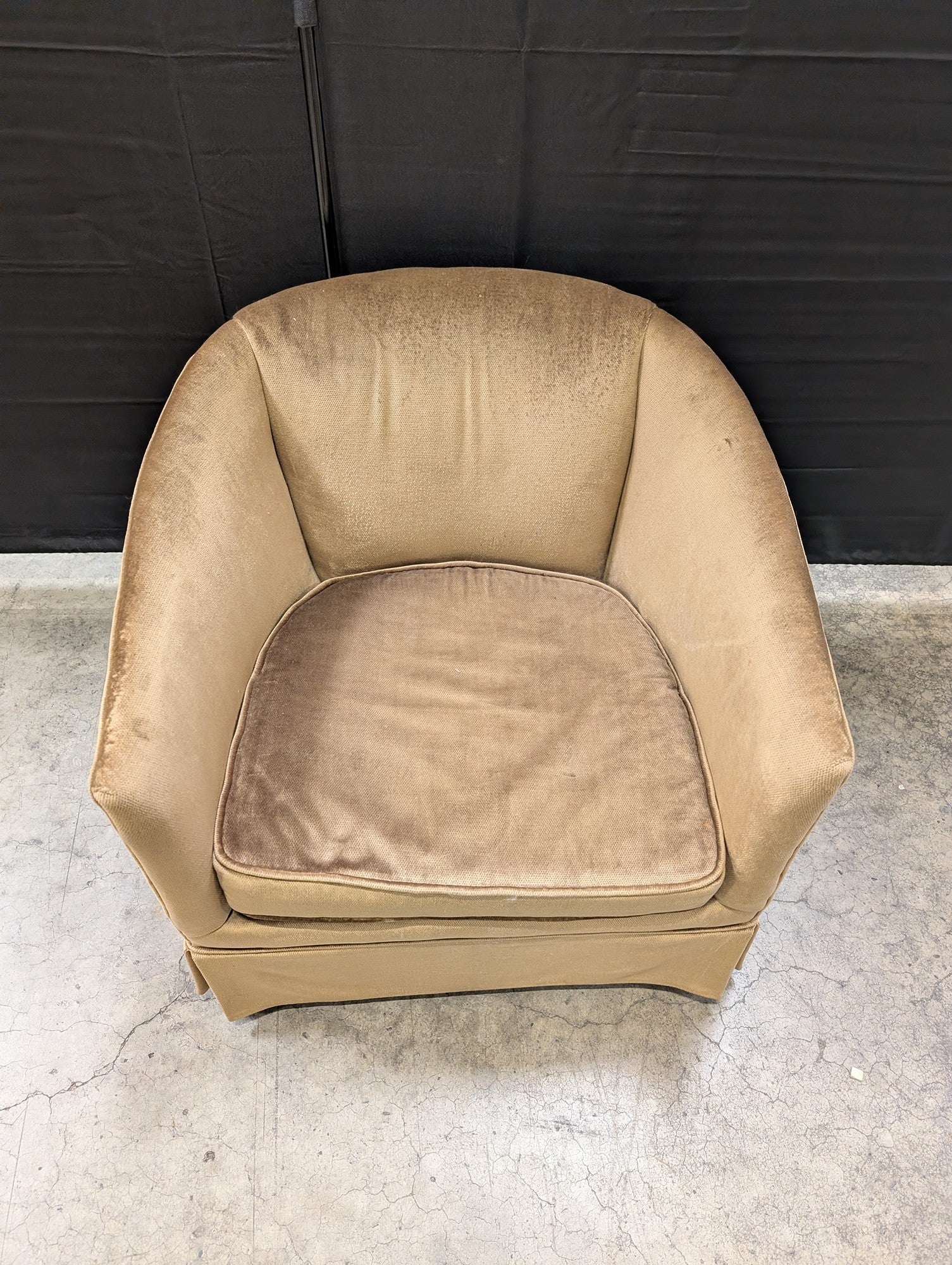 Plush Tan Barrel Accent Chair
