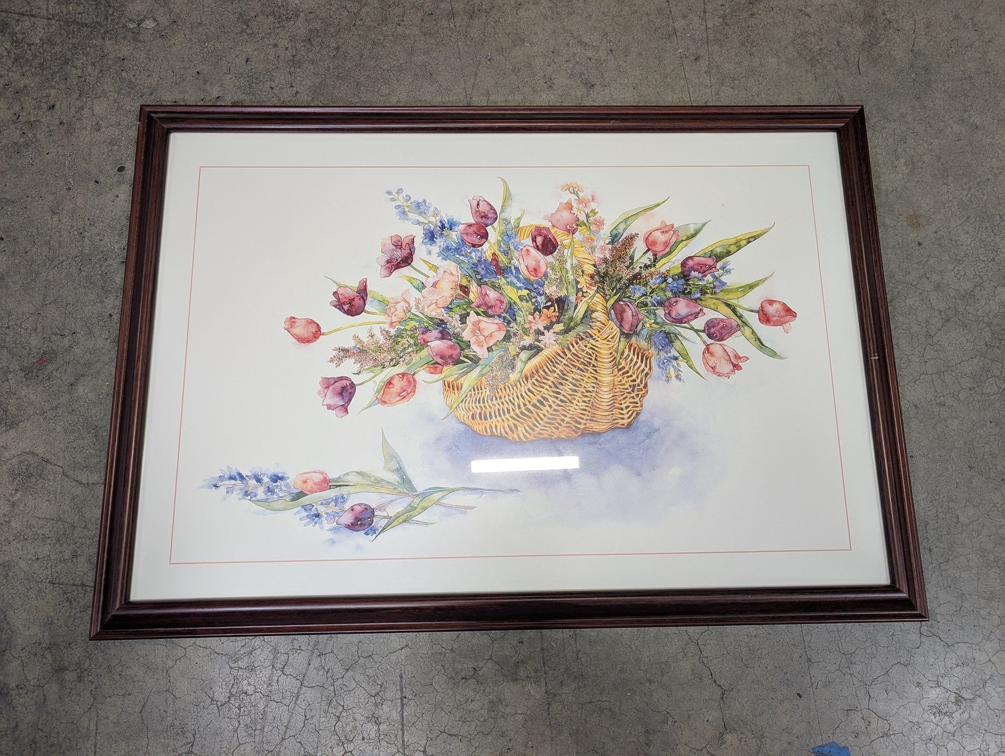 Vibrant Floral Basket Framed Wall Art Print